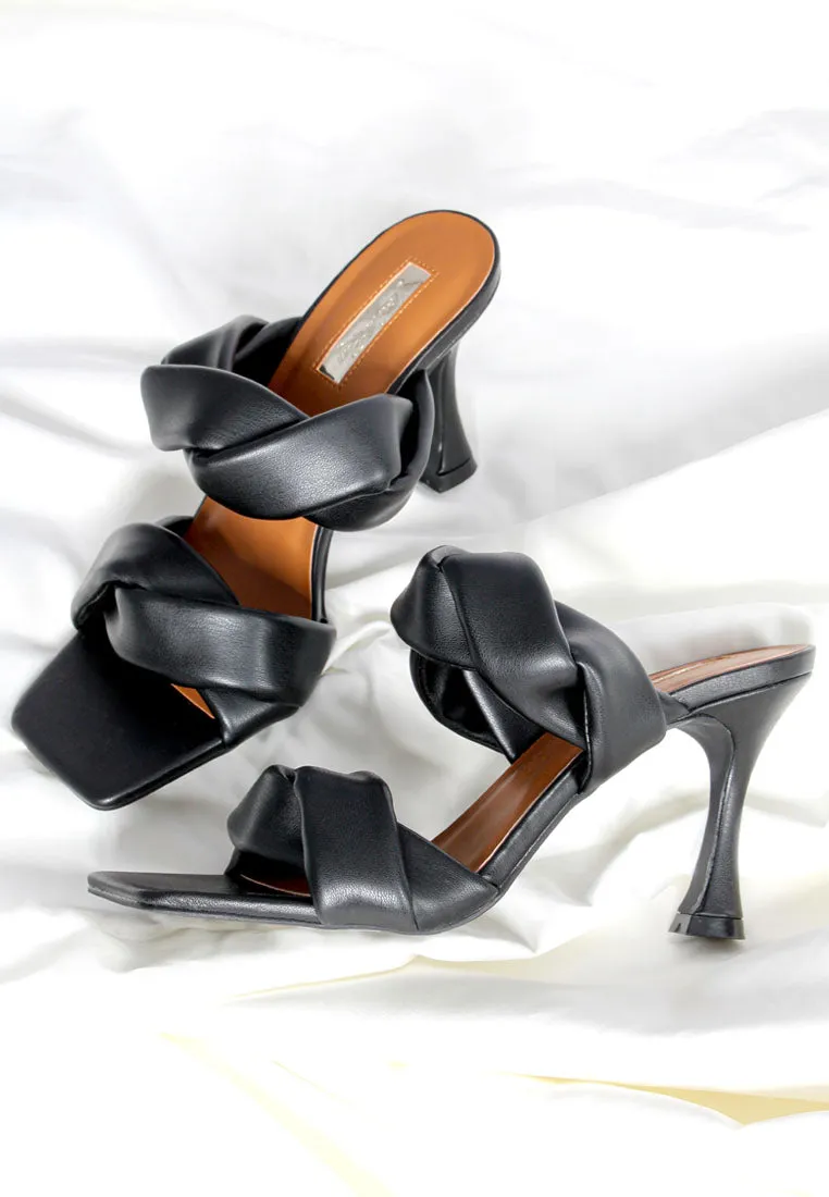 glam girl twisted strap spool heeled sandals