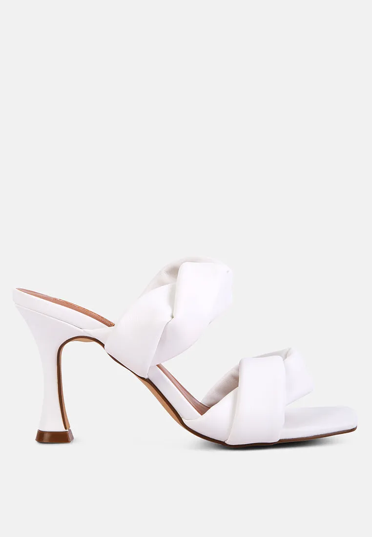 glam girl twisted strap spool heeled sandals