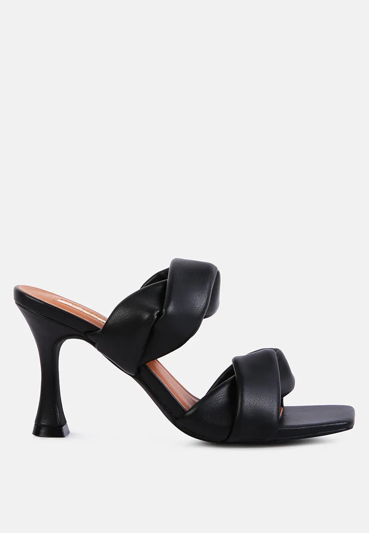 glam girl twisted strap spool heeled sandals