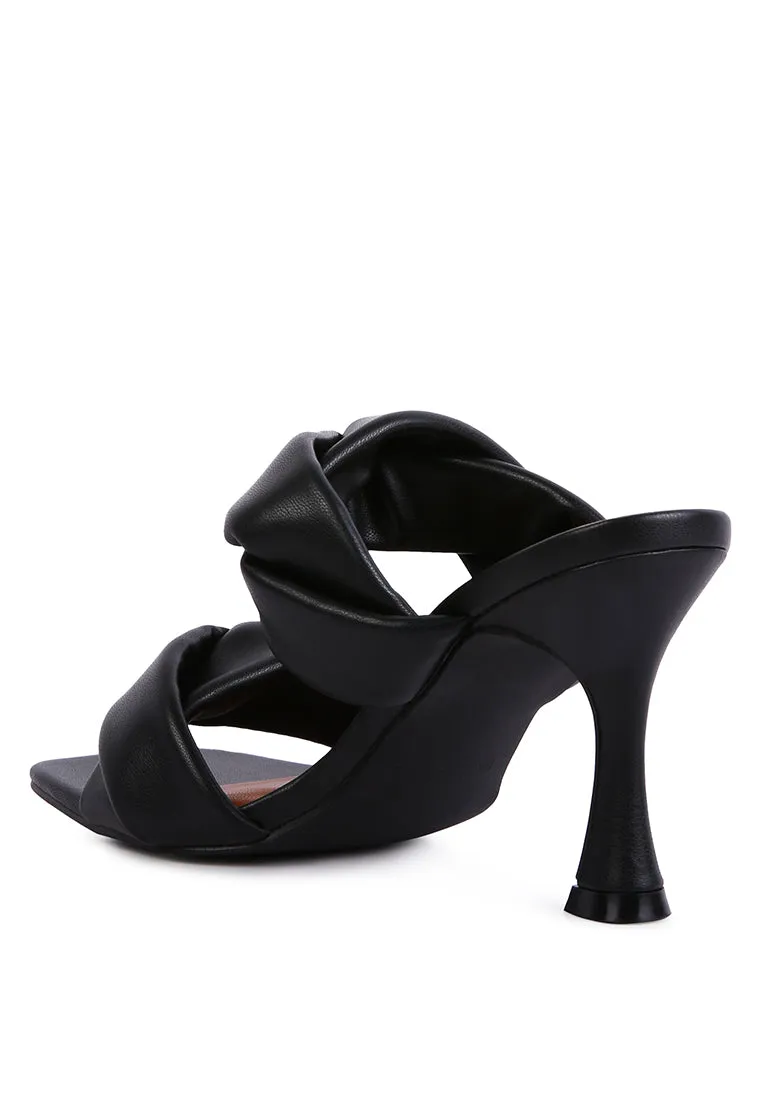 glam girl twisted strap spool heeled sandals