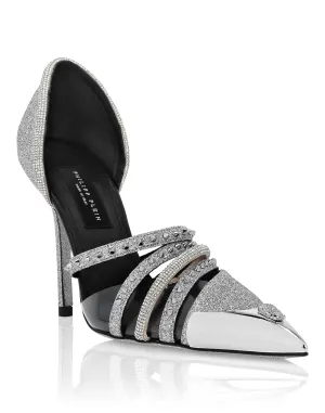 Glitter &amp; Suede Decollete Pumps