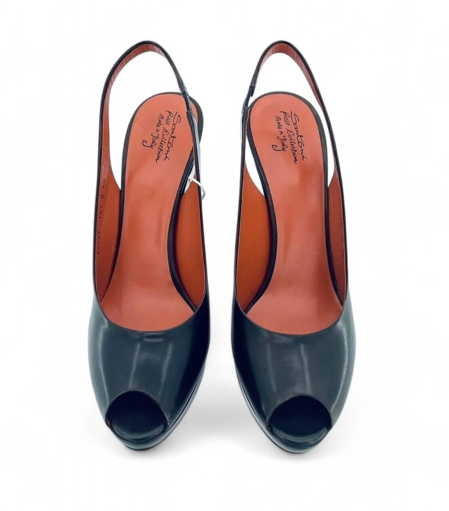 Gloss Leather Peep Toe Platform Heels In Brown
