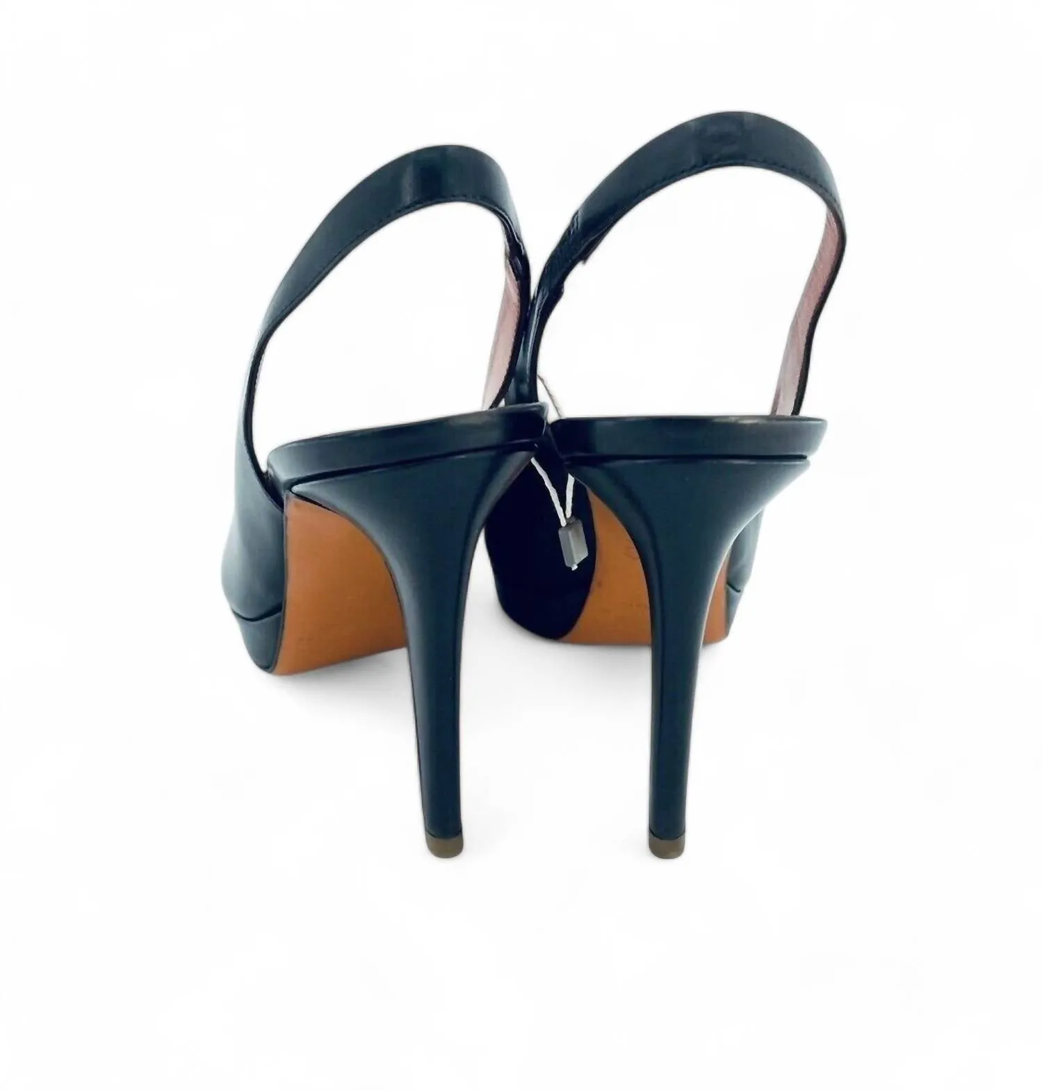Gloss Leather Peep Toe Platform Heels In Brown