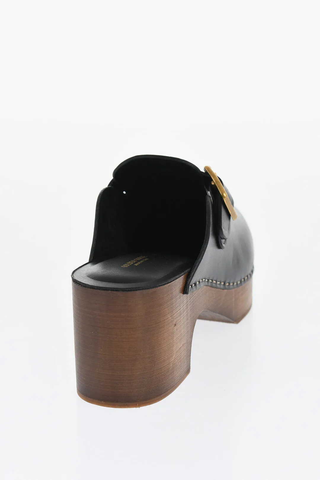 Golden Goose Leather Provence Clogs With Golden Buckle Heel 6.5Cm