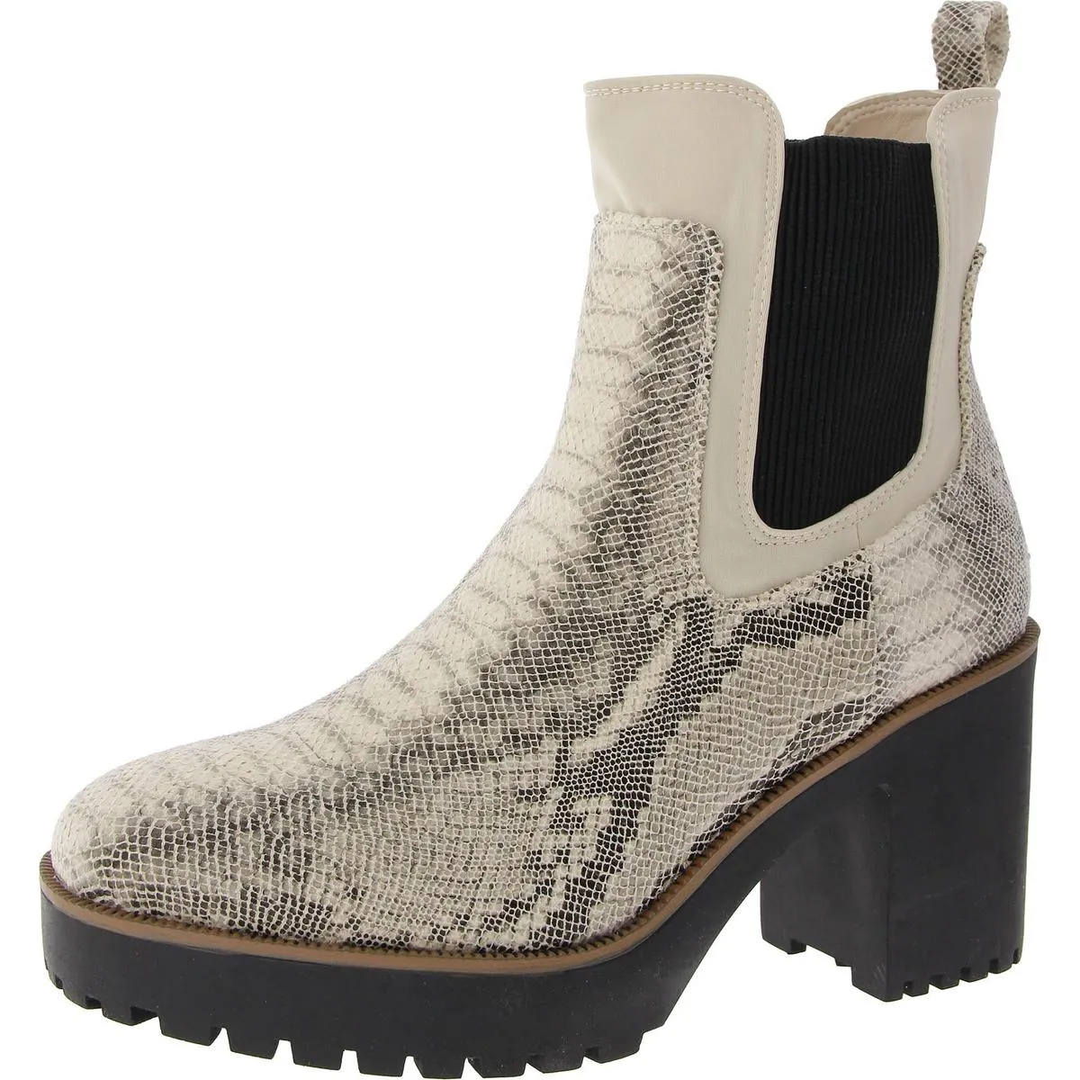 Good Day Womens Lace/Snake Slip On Platform Heels