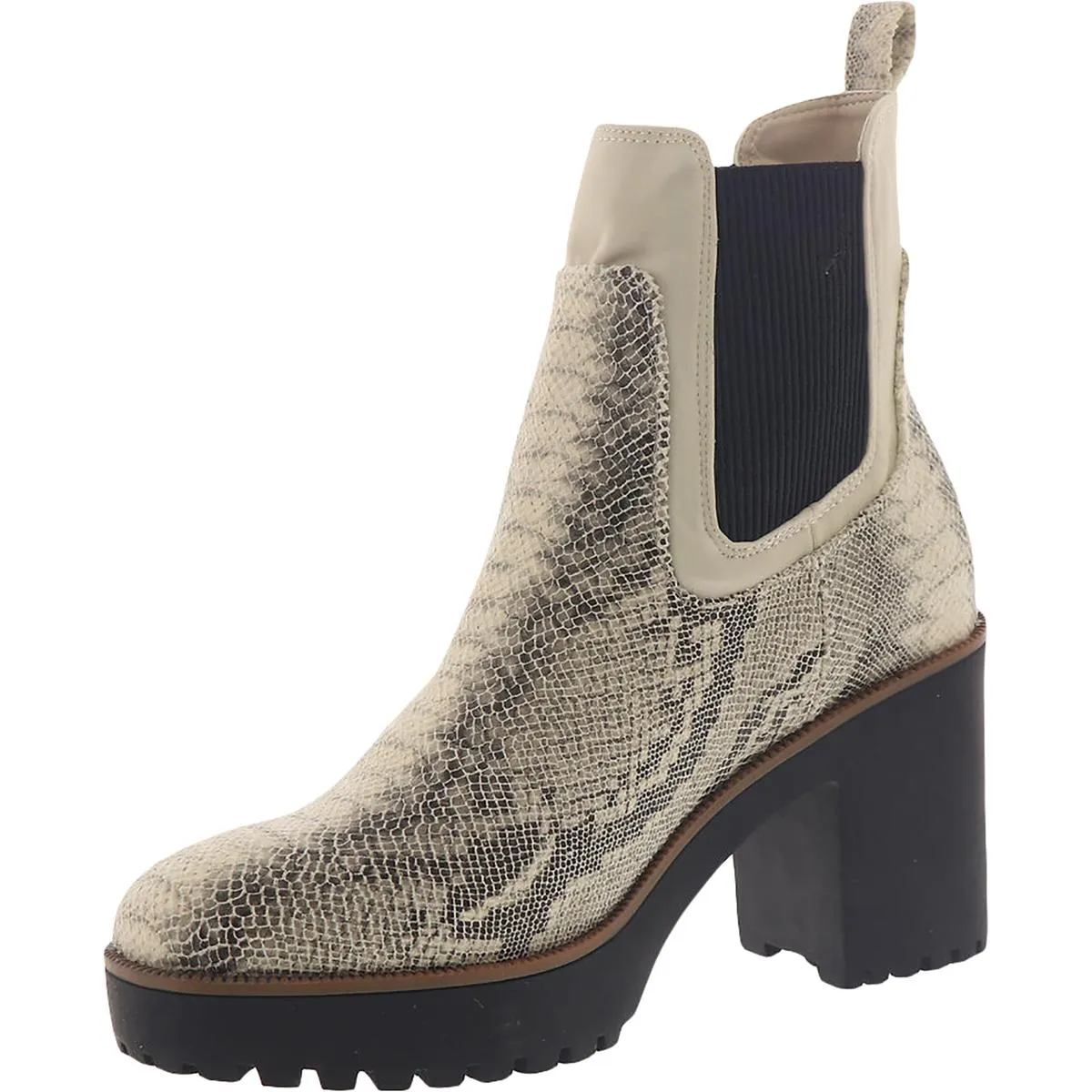 Good Day Womens Lace/Snake Slip On Platform Heels