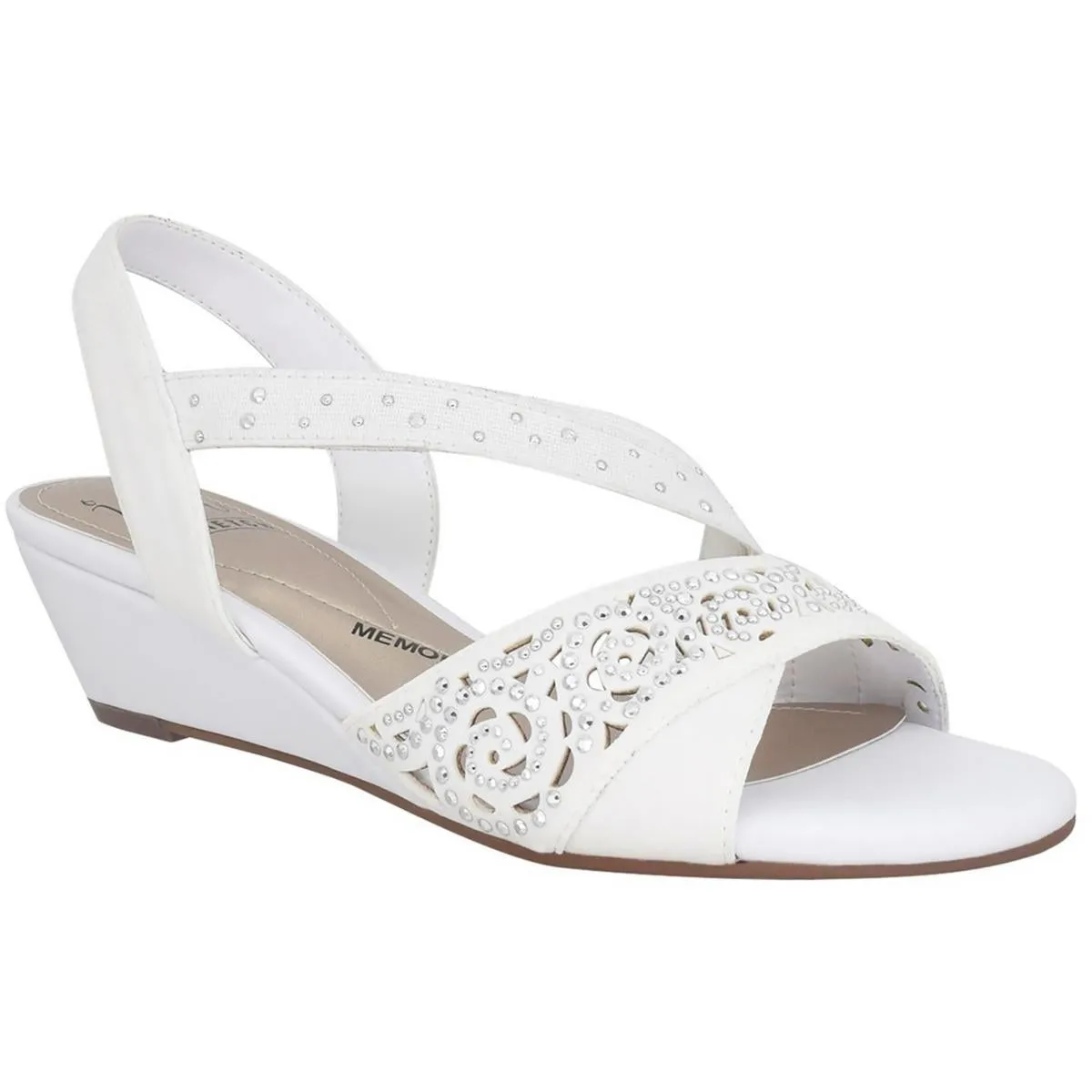 GRACE  Womens Jeweled Manmade Wedge Heels