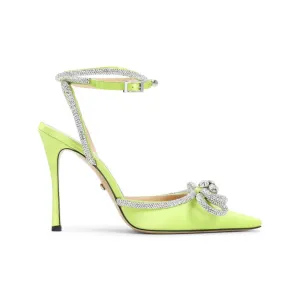 Green Double Bow Silk Pumps