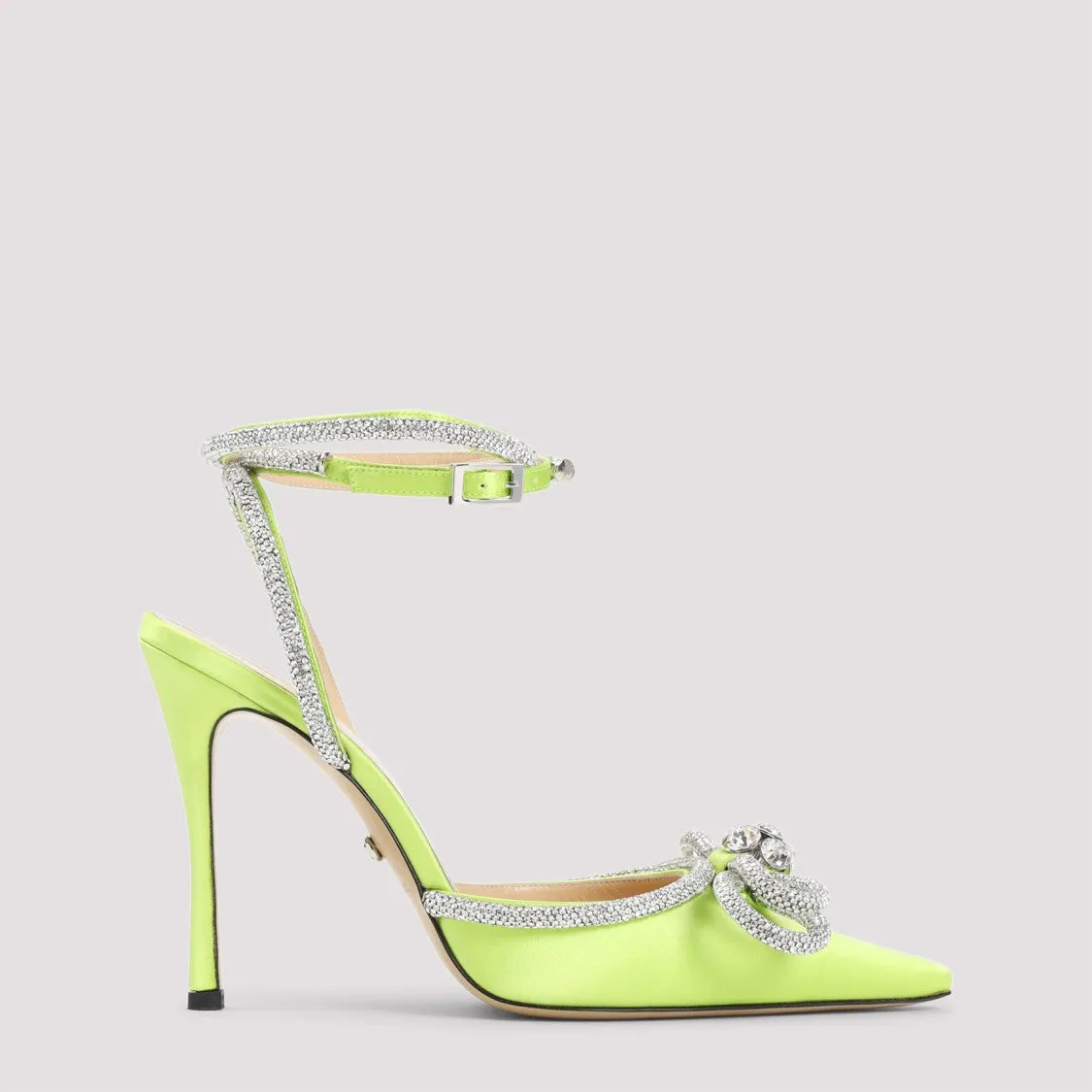 Green Double Bow Silk Pumps
