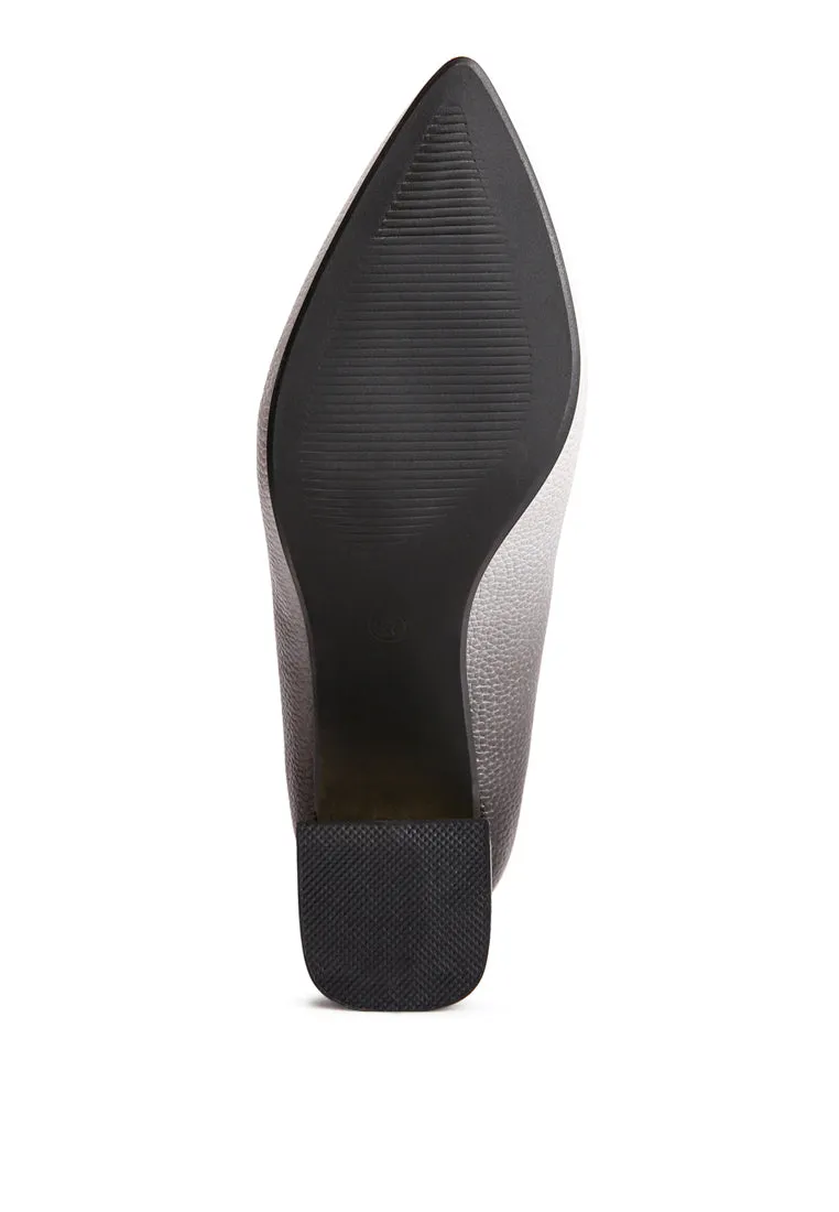 harlow metallic accent block heel pumps