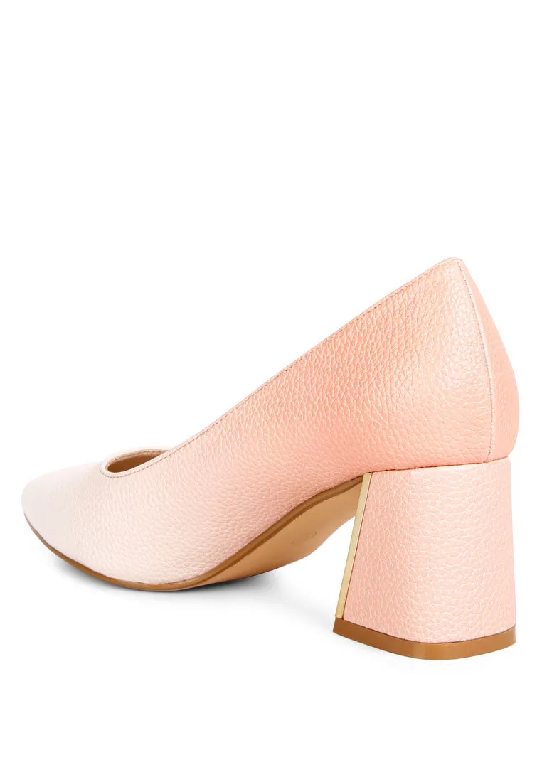 harlow metallic accent block heel pumps