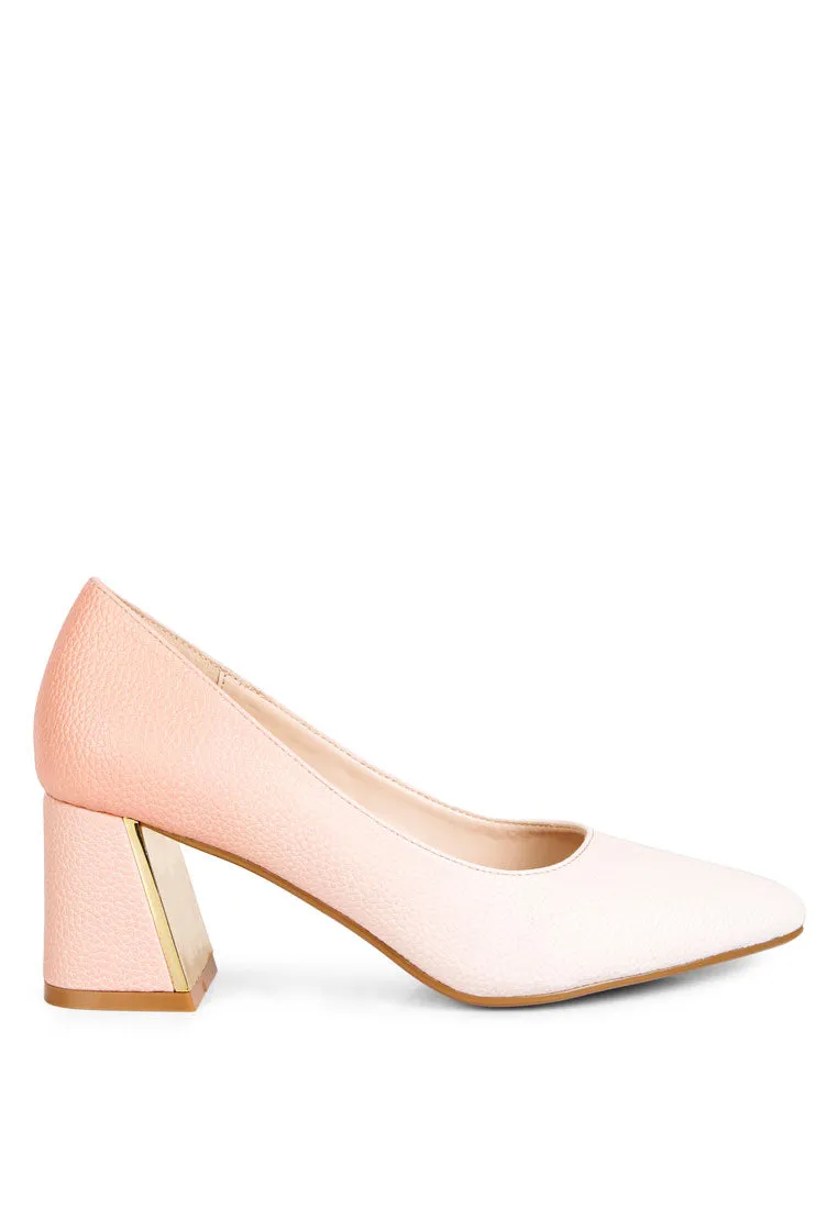 harlow metallic accent block heel pumps