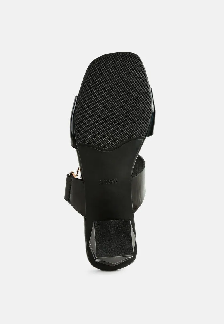 hookup geometric cut block heel slides sandals
