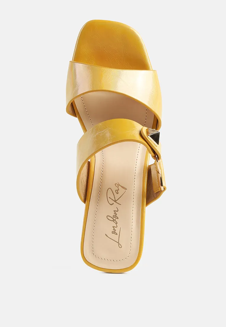 hookup geometric cut block heel slides sandals