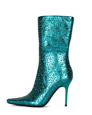 Iconic-E Stiletto Boot In Teal Silver Metallic