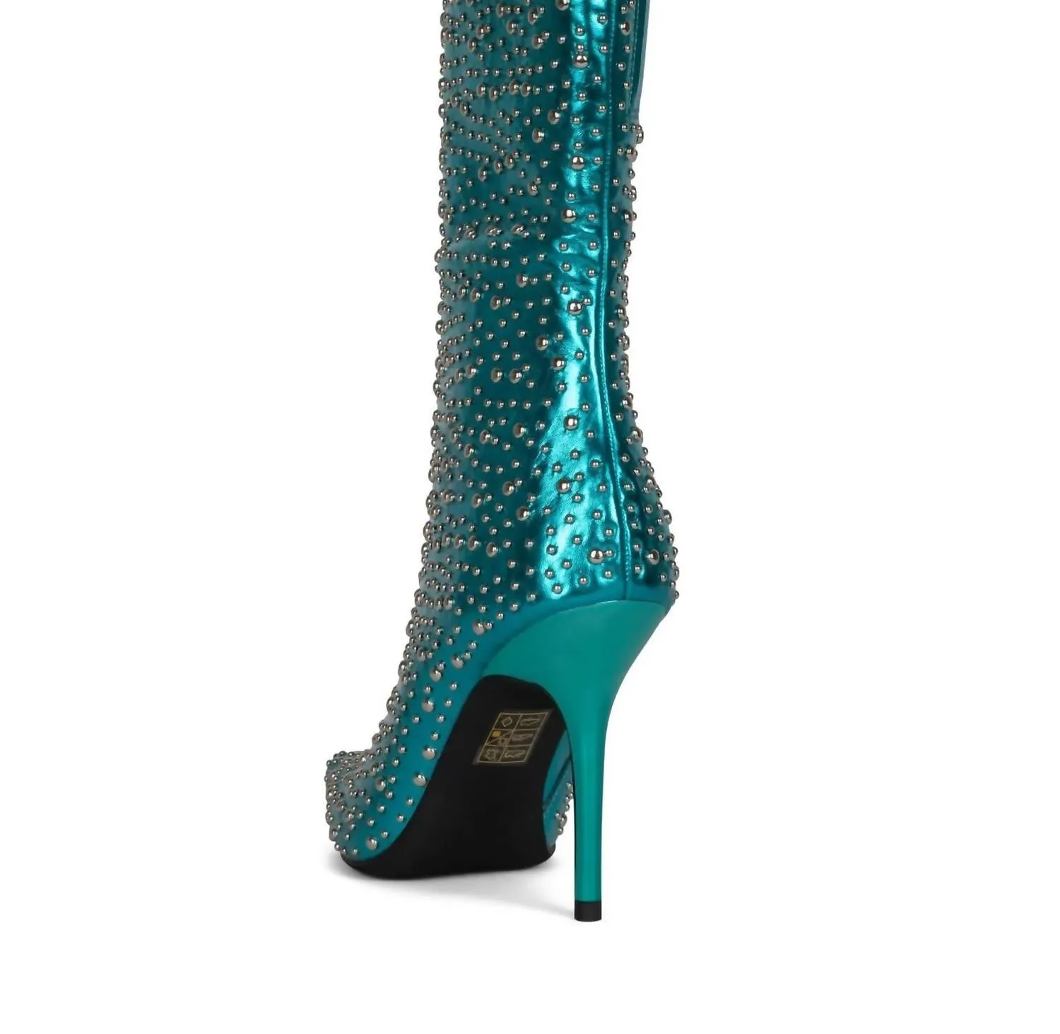 Iconic-E Stiletto Boot In Teal Silver Metallic
