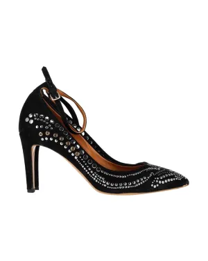 Isabel Marant Studded Ankle Strap Pumps in Black Suede