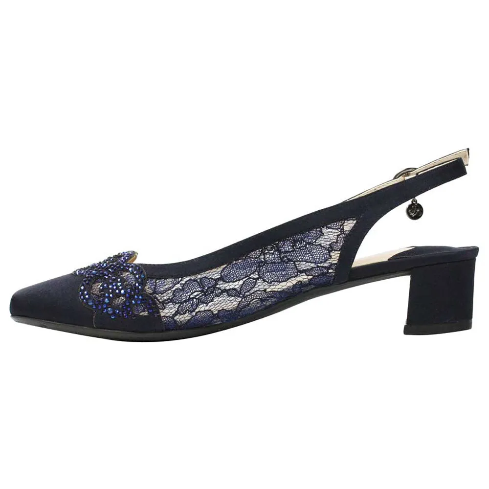 J. Renee Faleece Heel Navy Lace (Women's)