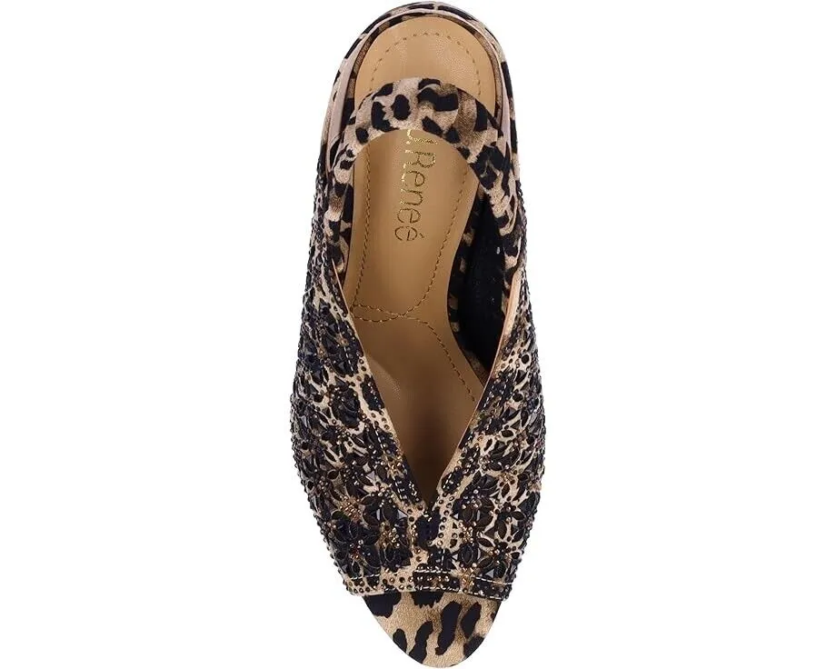 J. Renee Odila Pump Womens 7 Brown Leopard Print Rhinestone Stiletto Heel KHD202