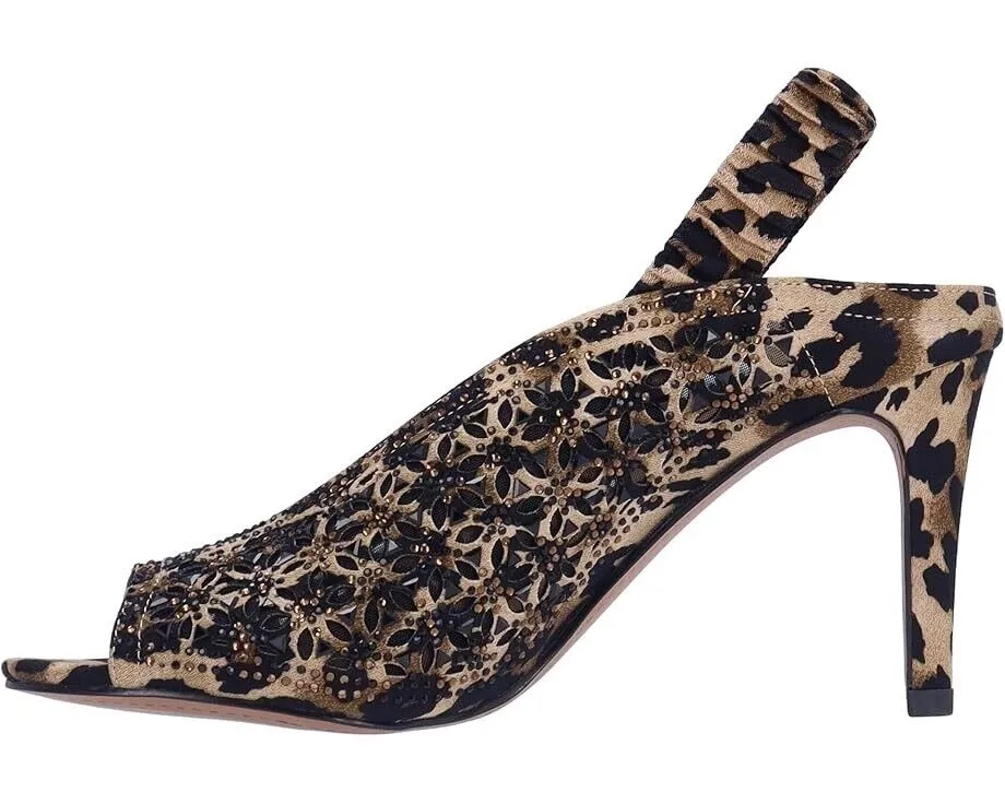 J. Renee Odila Pump Womens 7 Brown Leopard Print Rhinestone Stiletto Heel KHD202