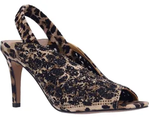 J. Renee Odila Pump Womens 7 Brown Leopard Print Rhinestone Stiletto Heel KHD202