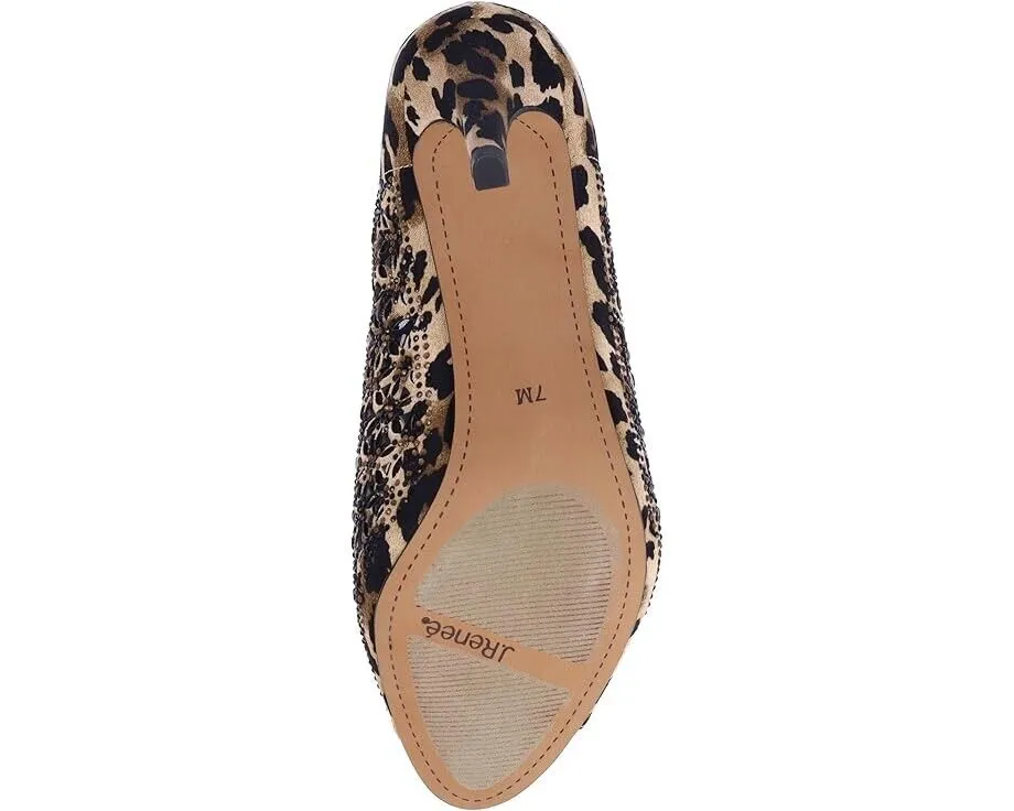 J. Renee Odila Pump Womens 7 Brown Leopard Print Rhinestone Stiletto Heel KHD202