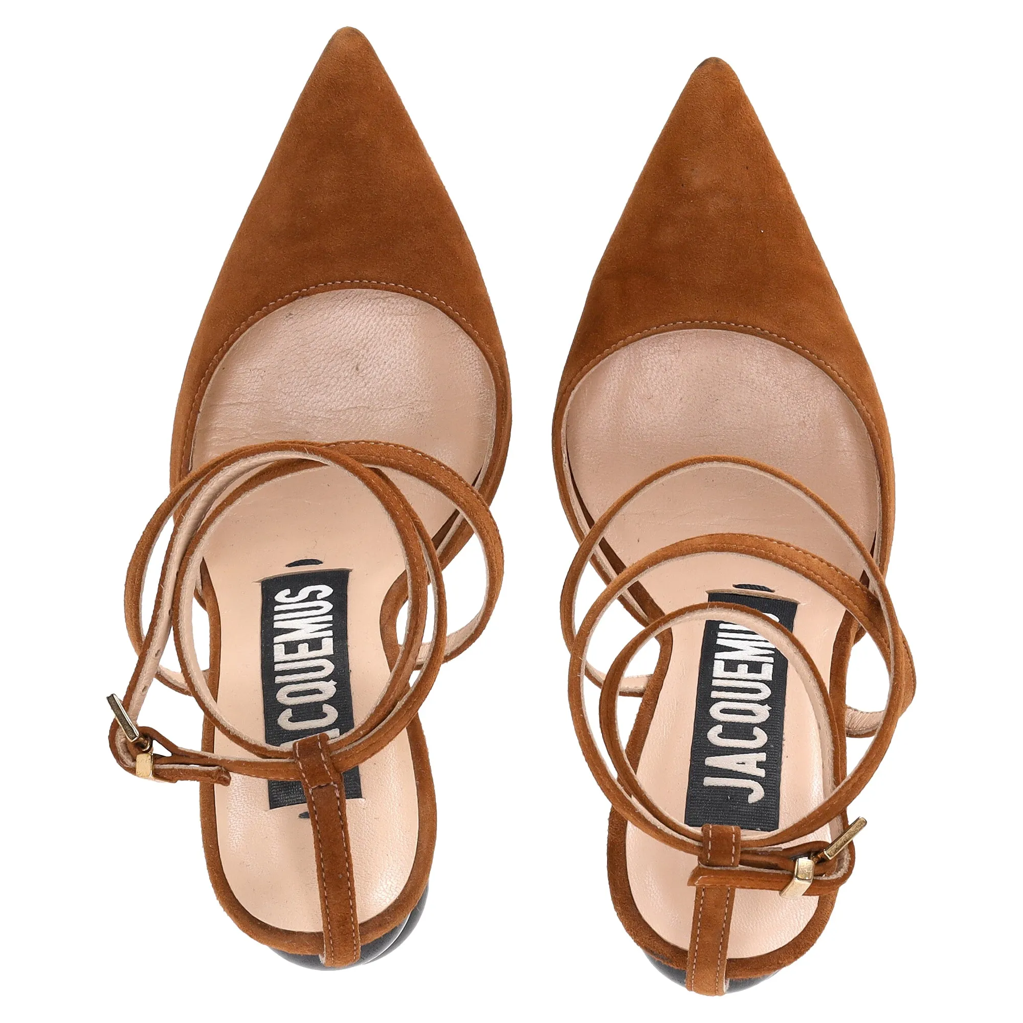 Jacquemus Wooded Heel Slingback Pumps in Brown Suede