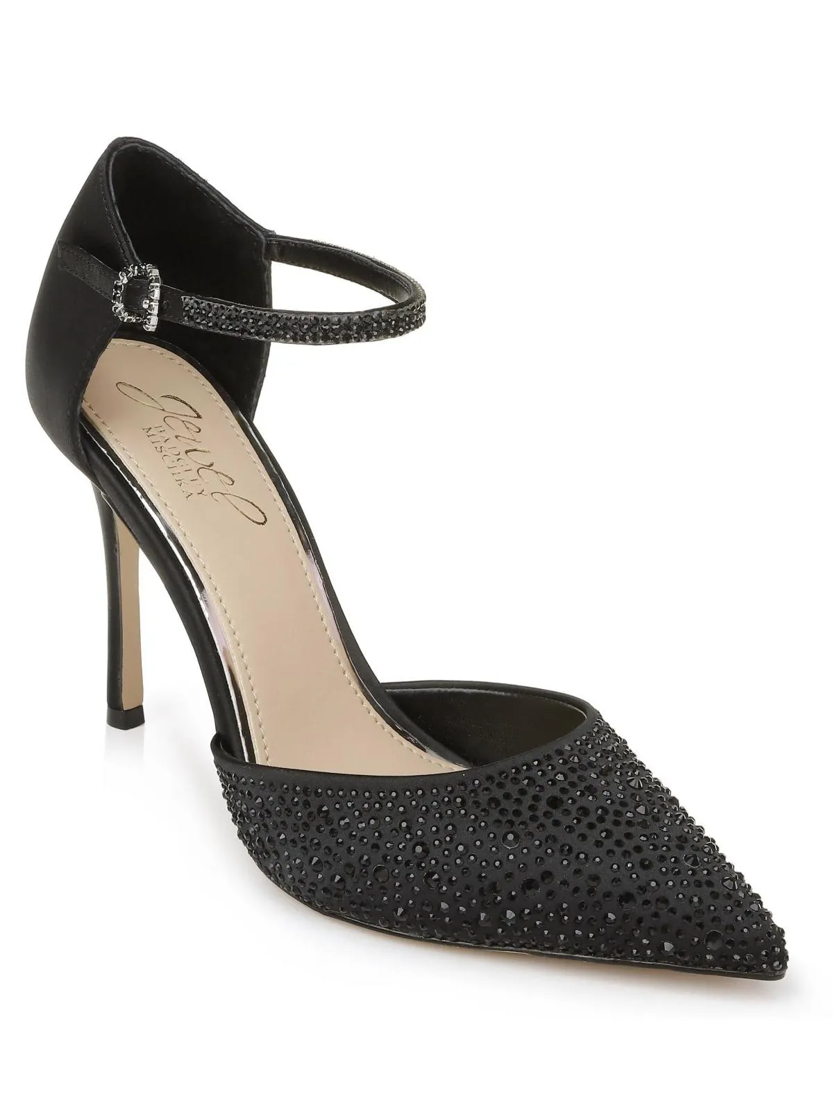 Jailene Womens Satin Rhinestone Pointed Toe Heels
