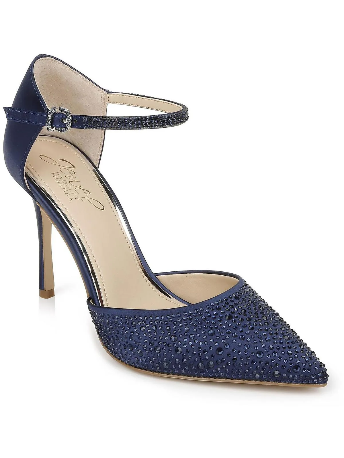 Jailene Womens Satin Rhinestone Pointed Toe Heels
