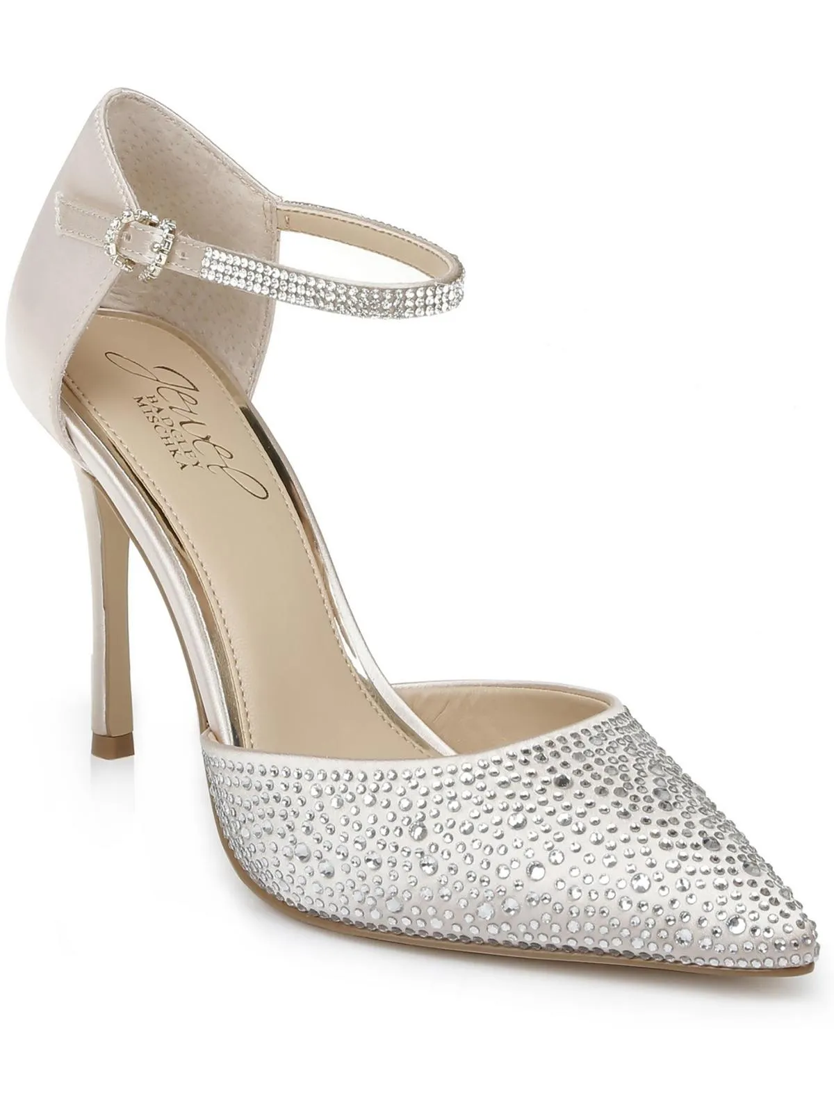 Jailene Womens Satin Rhinestone Pointed Toe Heels