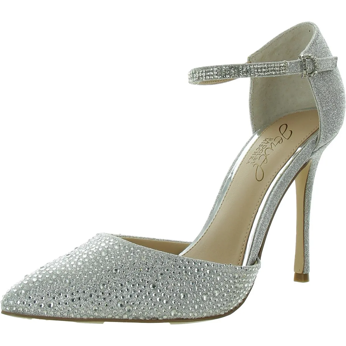 Jailene Womens Satin Rhinestone Pointed Toe Heels