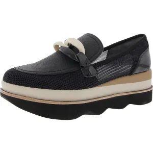 Jaksen Womens Mesh Inset Leather Loafer Heels