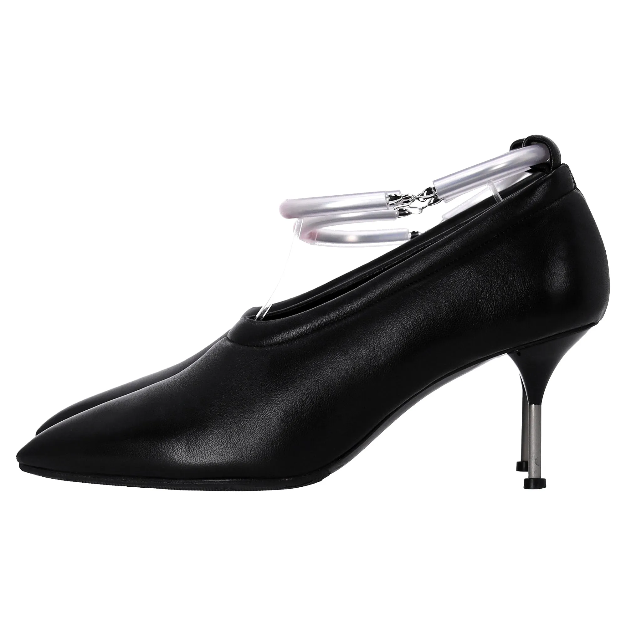 Jil Sander Ankle Strap Pumps in Black Leather