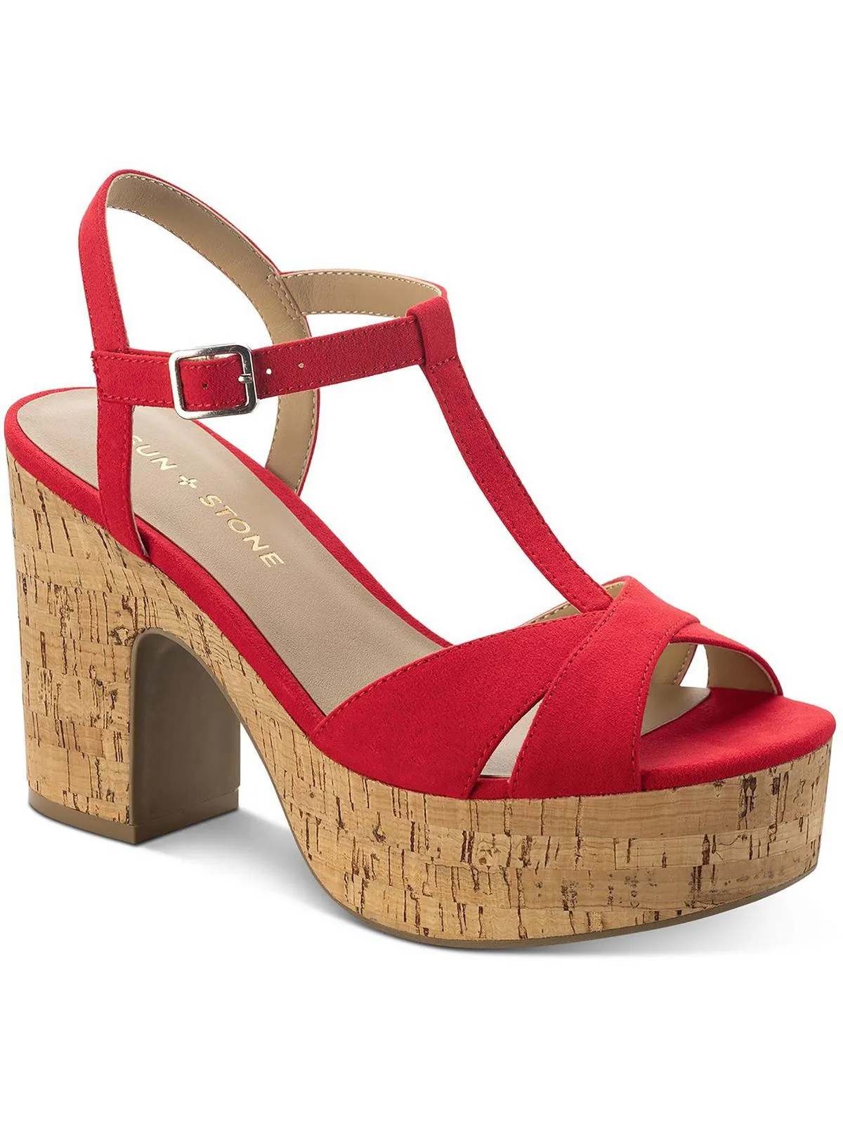 Jillien Womens Buckle Peep-toe Block Heels
