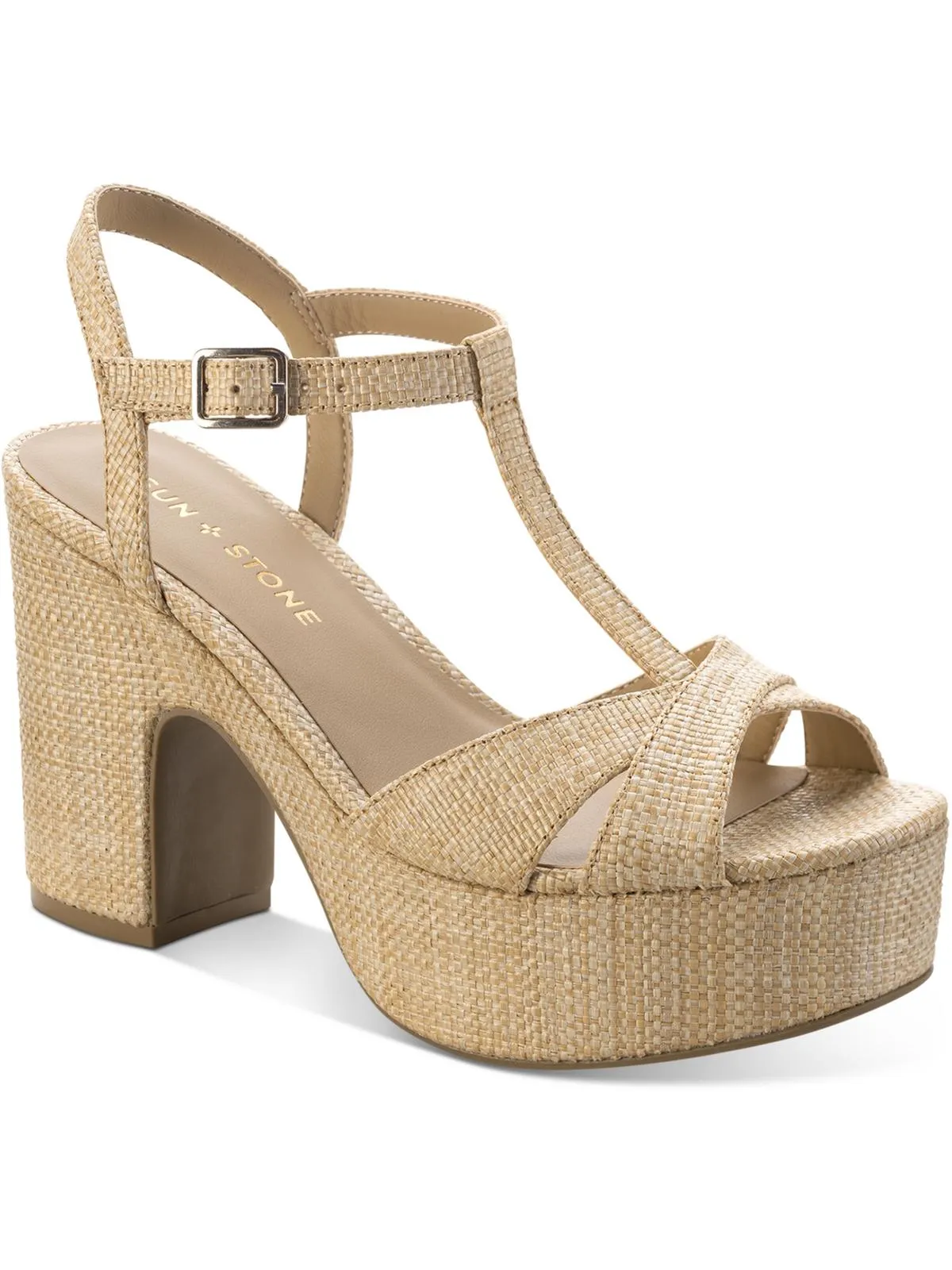 Jillien Womens Buckle Peep-toe Block Heels
