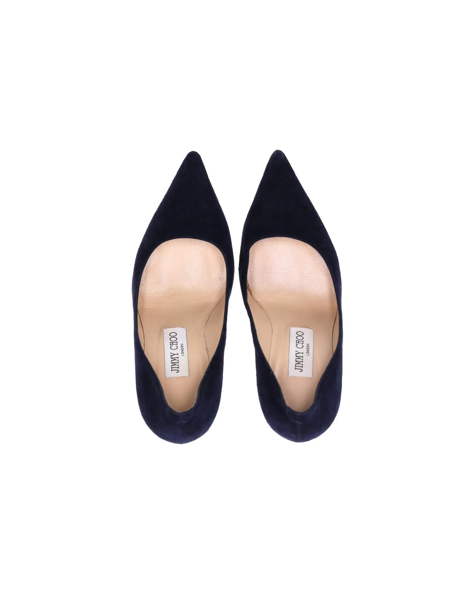 Jimmy Choo Abel Pointed Toe Pumps in Navy Blue Suede