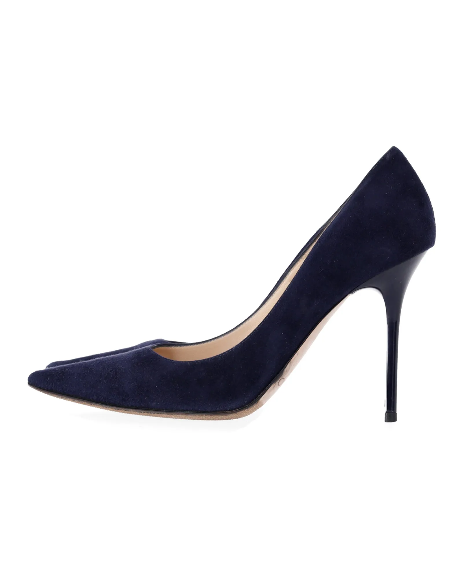 Jimmy Choo Abel Pointed Toe Pumps in Navy Blue Suede