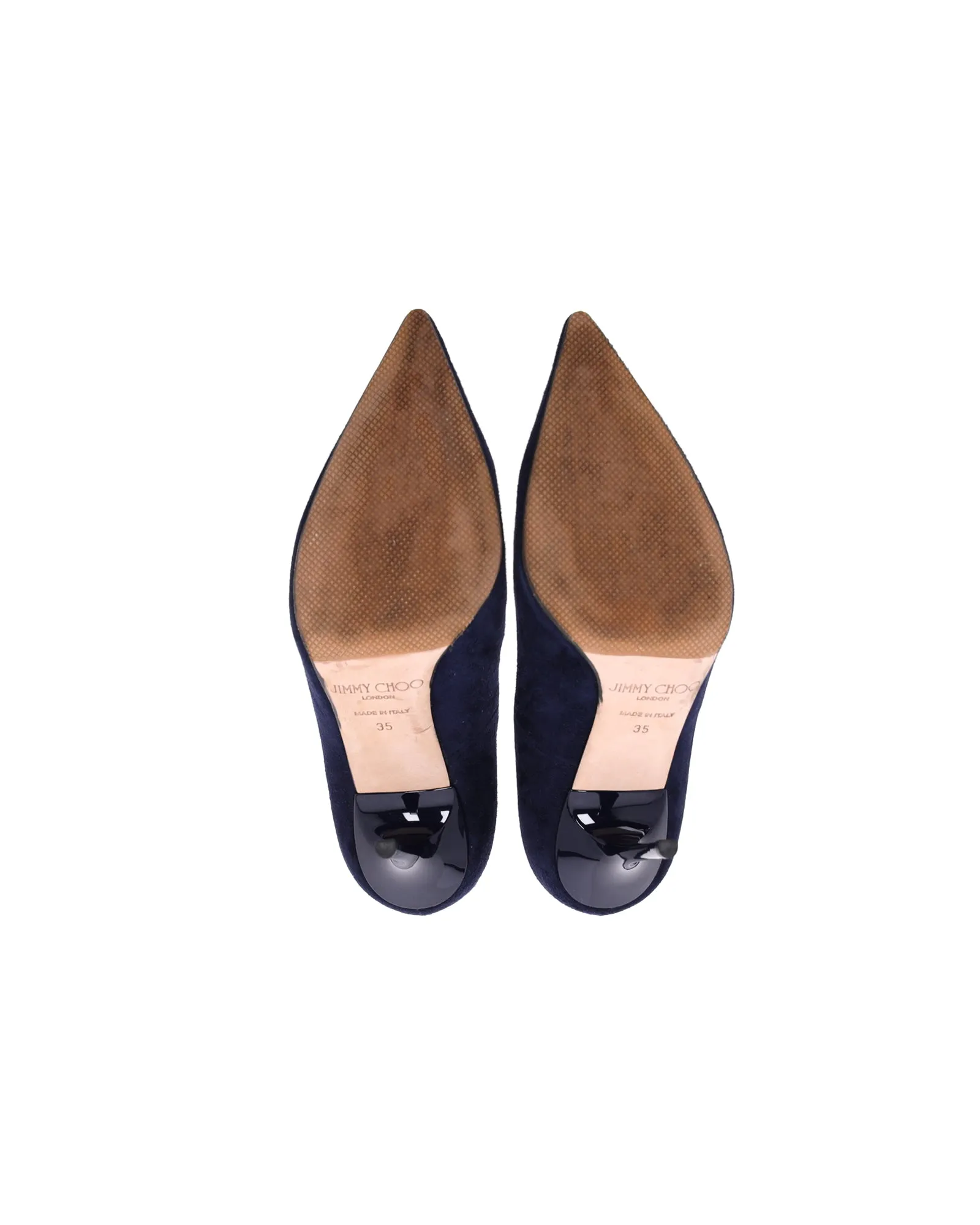 Jimmy Choo Abel Pointed Toe Pumps in Navy Blue Suede