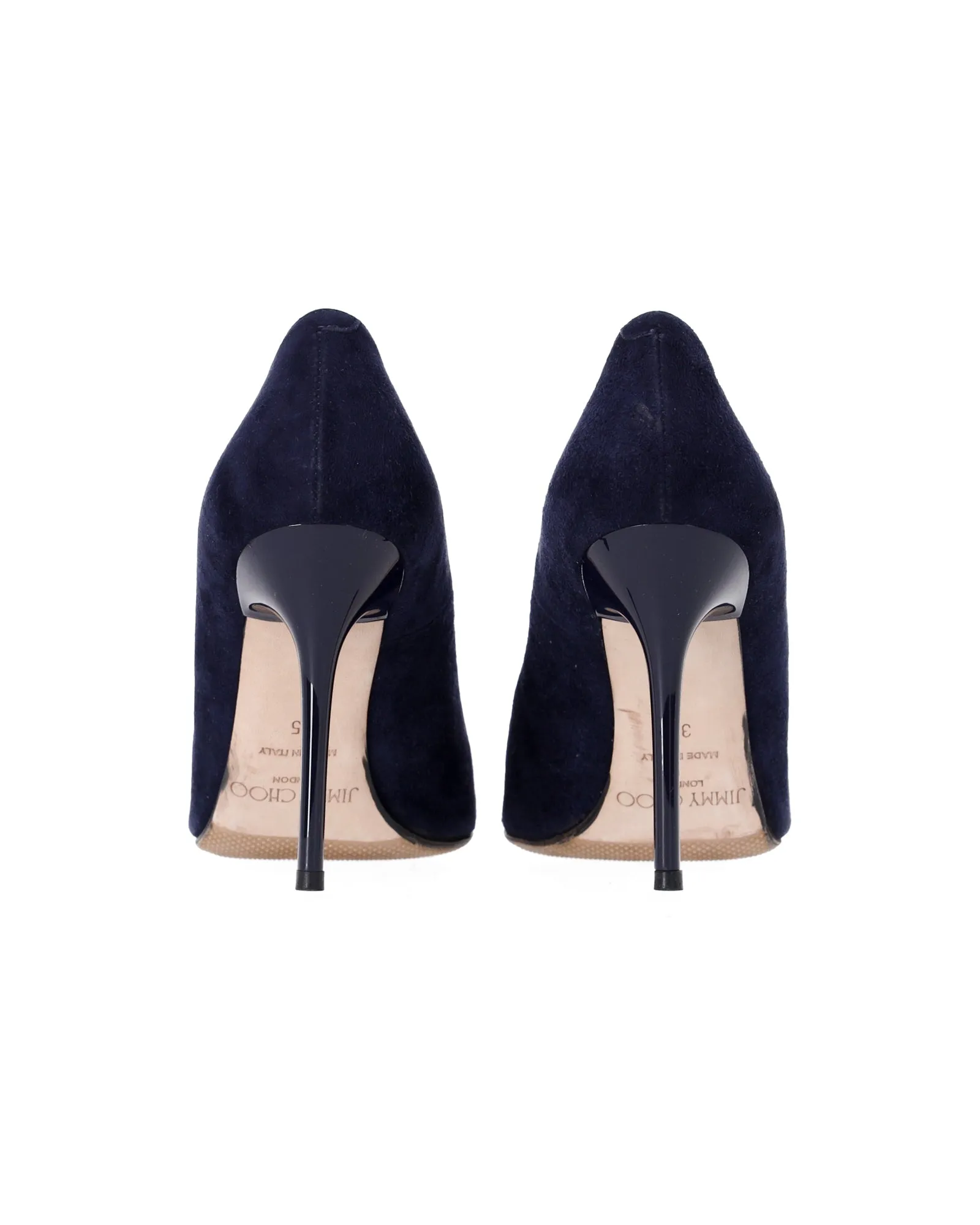 Jimmy Choo Abel Pointed Toe Pumps in Navy Blue Suede