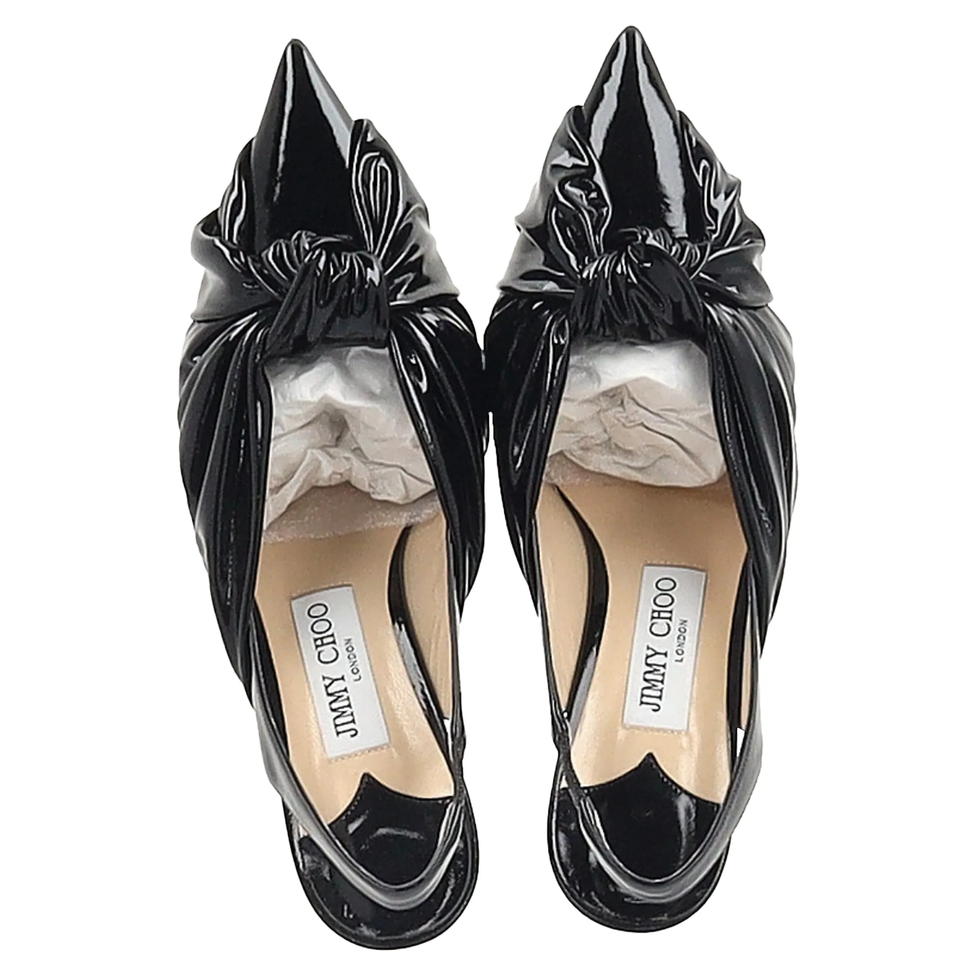 Jimmy Choo Annabelle 85 Slingback Sandals in Black Patent Leather
