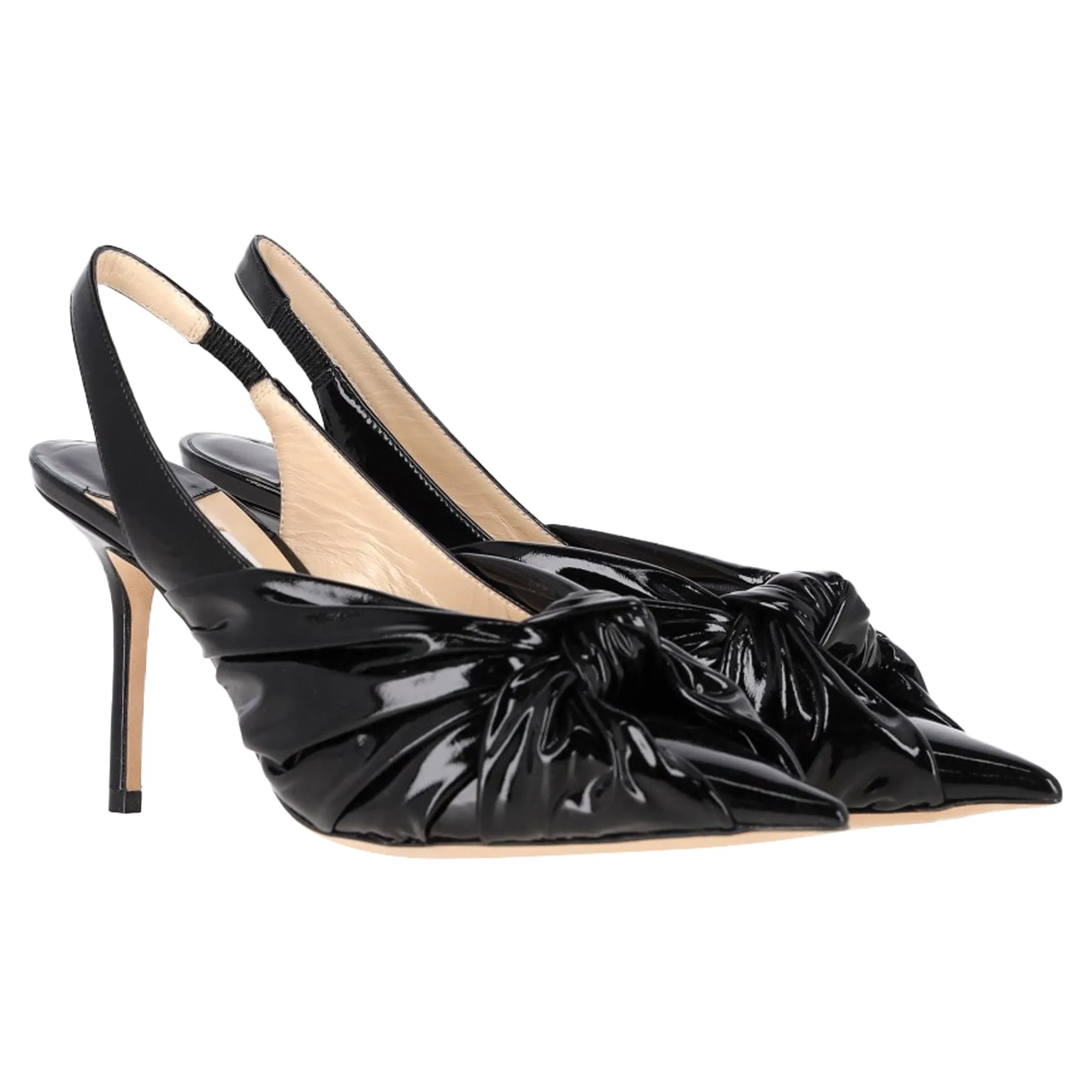 Jimmy Choo Annabelle 85 Slingback Sandals in Black Patent Leather
