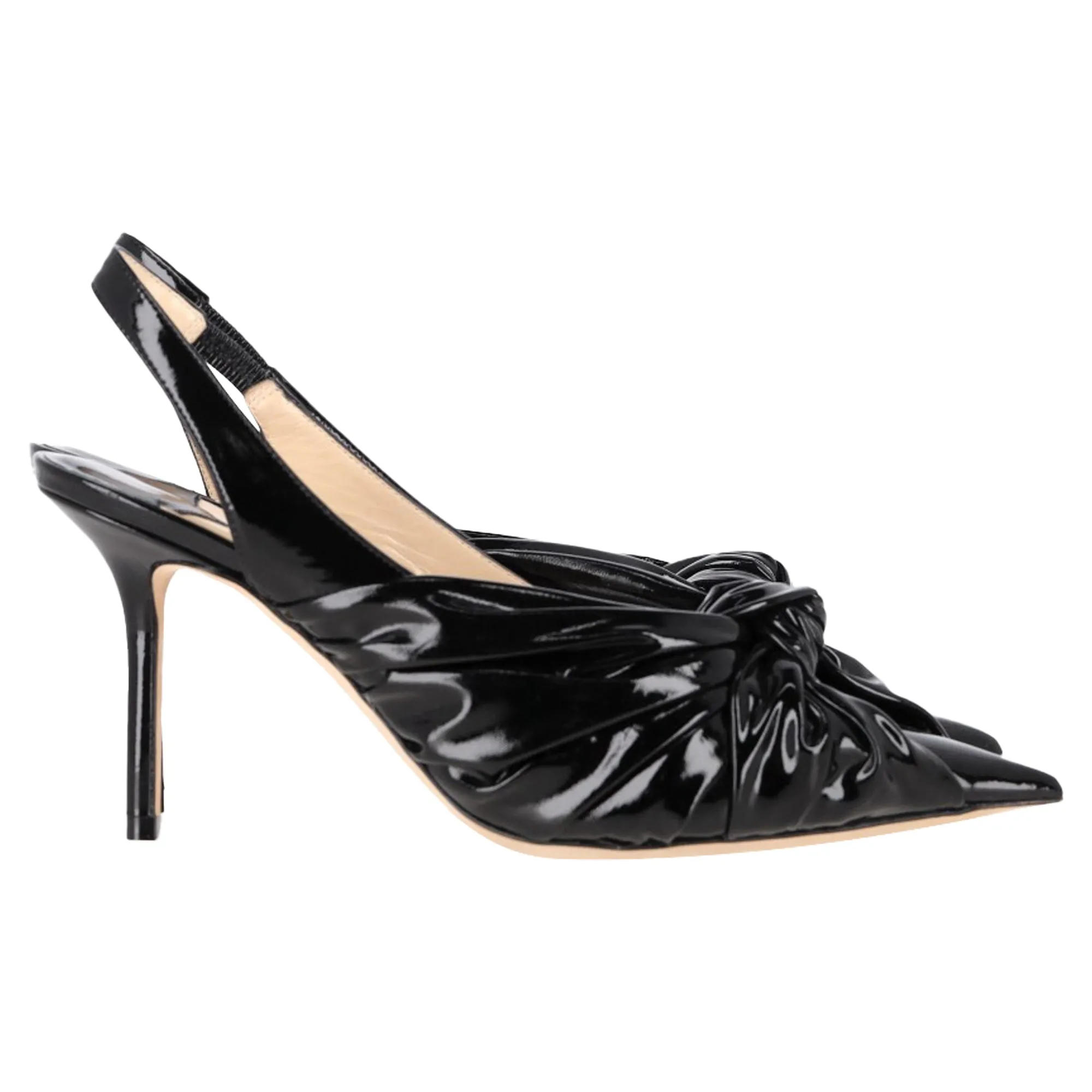 Jimmy Choo Annabelle 85 Slingback Sandals in Black Patent Leather