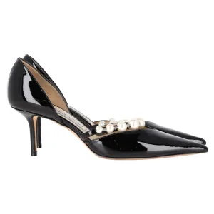 Jimmy Choo  Aurelie 65 Embellished Pumps in Black Patent Calf Leather