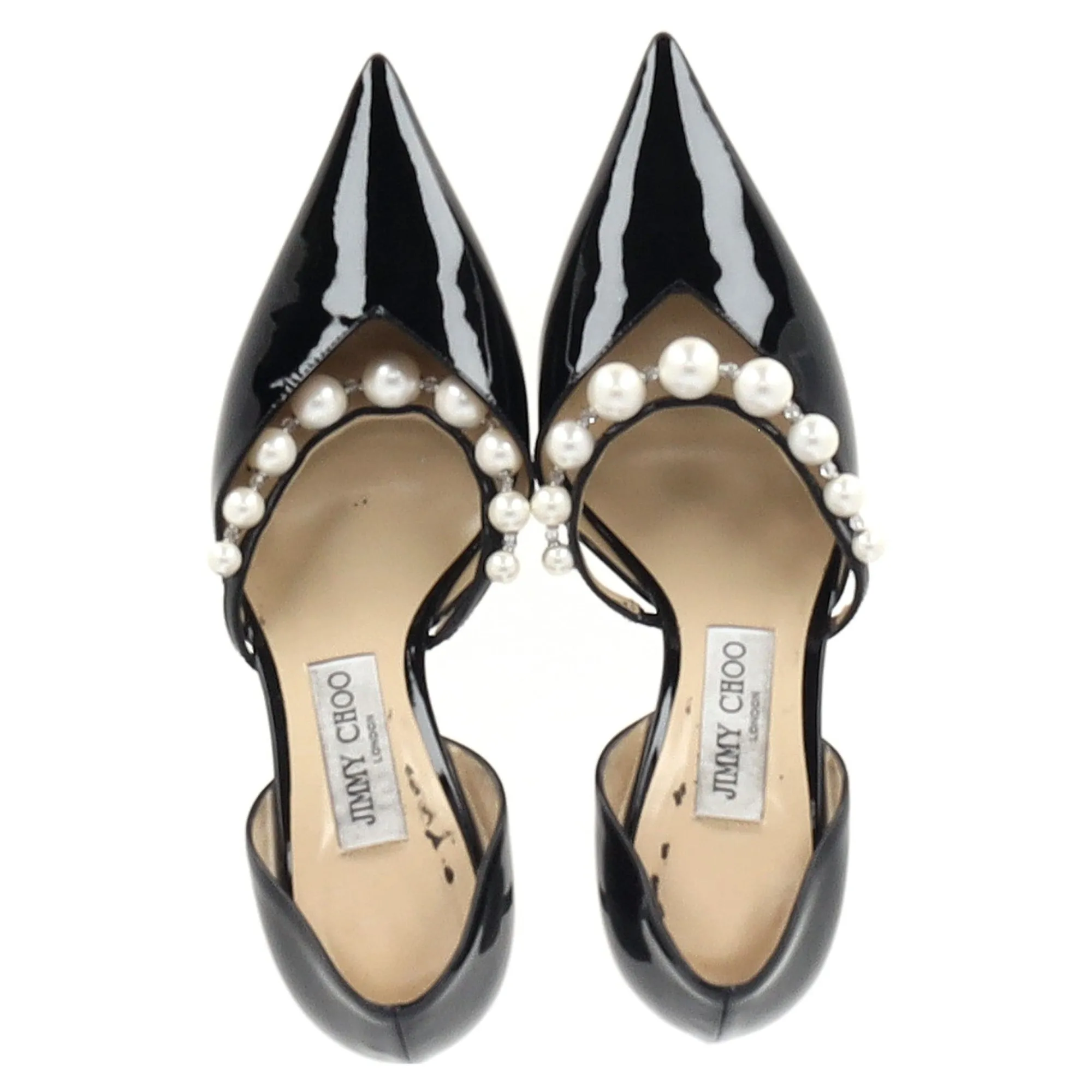 Jimmy Choo  Aurelie 65 Embellished Pumps in Black Patent Calf Leather
