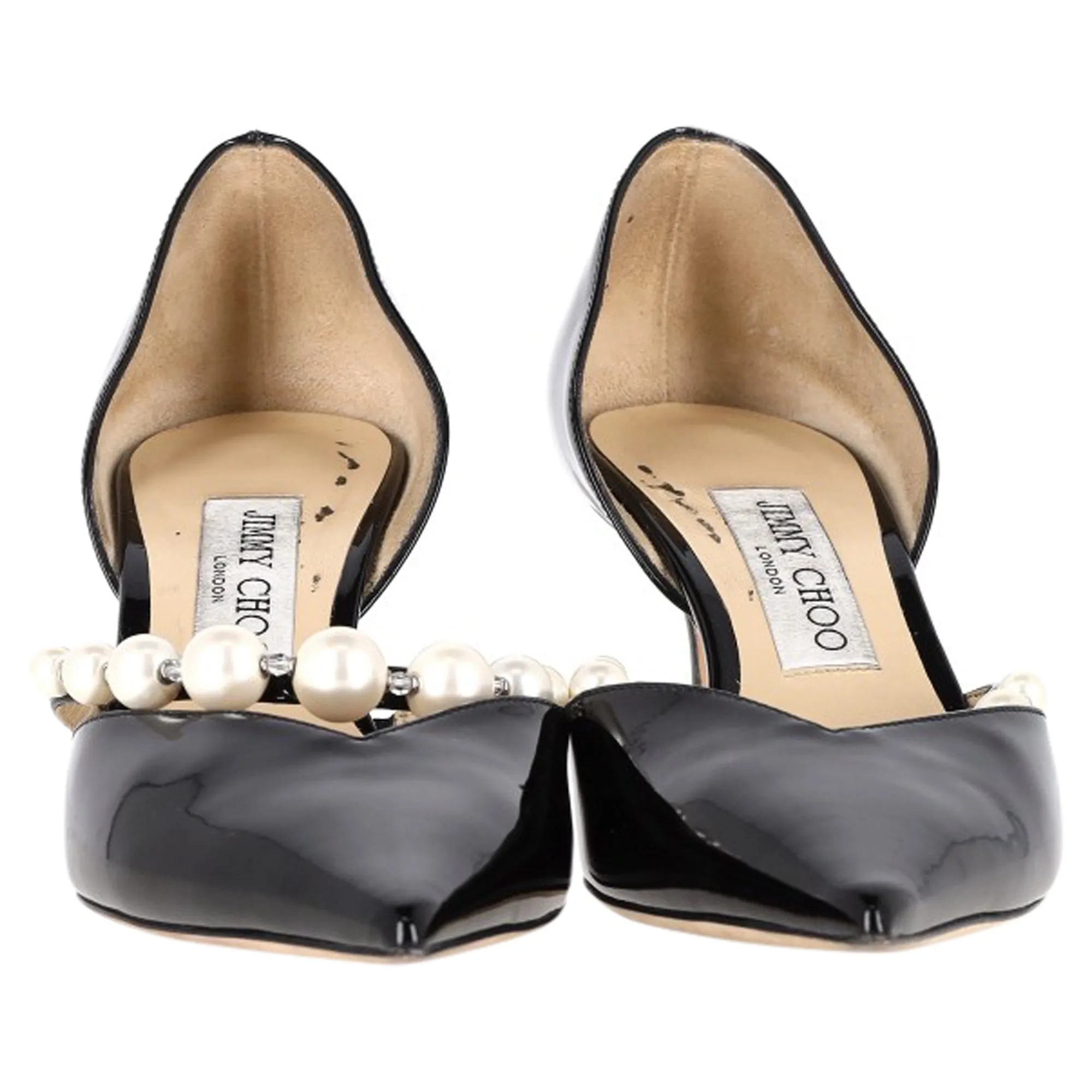 Jimmy Choo  Aurelie 65 Embellished Pumps in Black Patent Calf Leather
