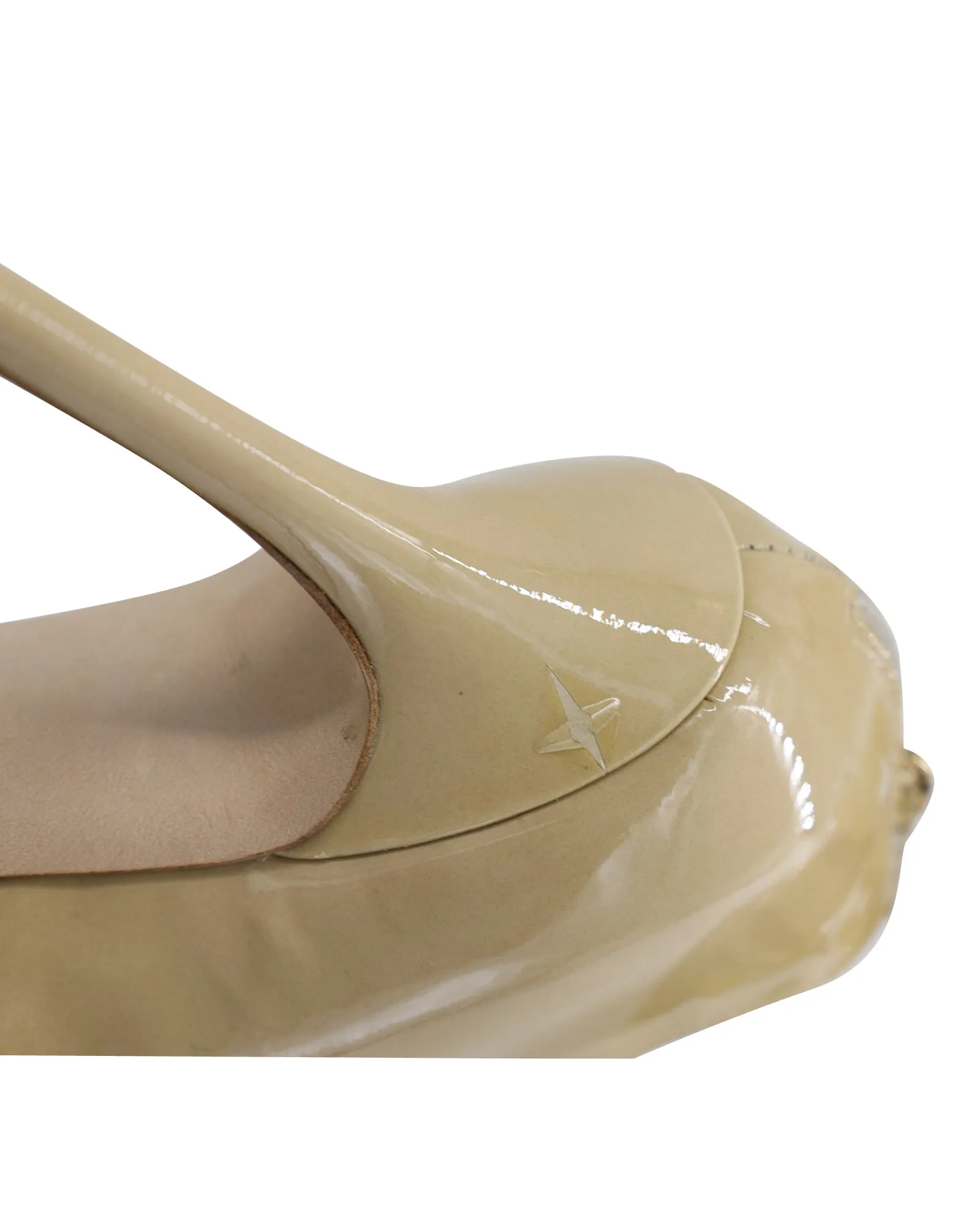 Jimmy Choo Private Cut-Out Sandals in Nude Patent Leather