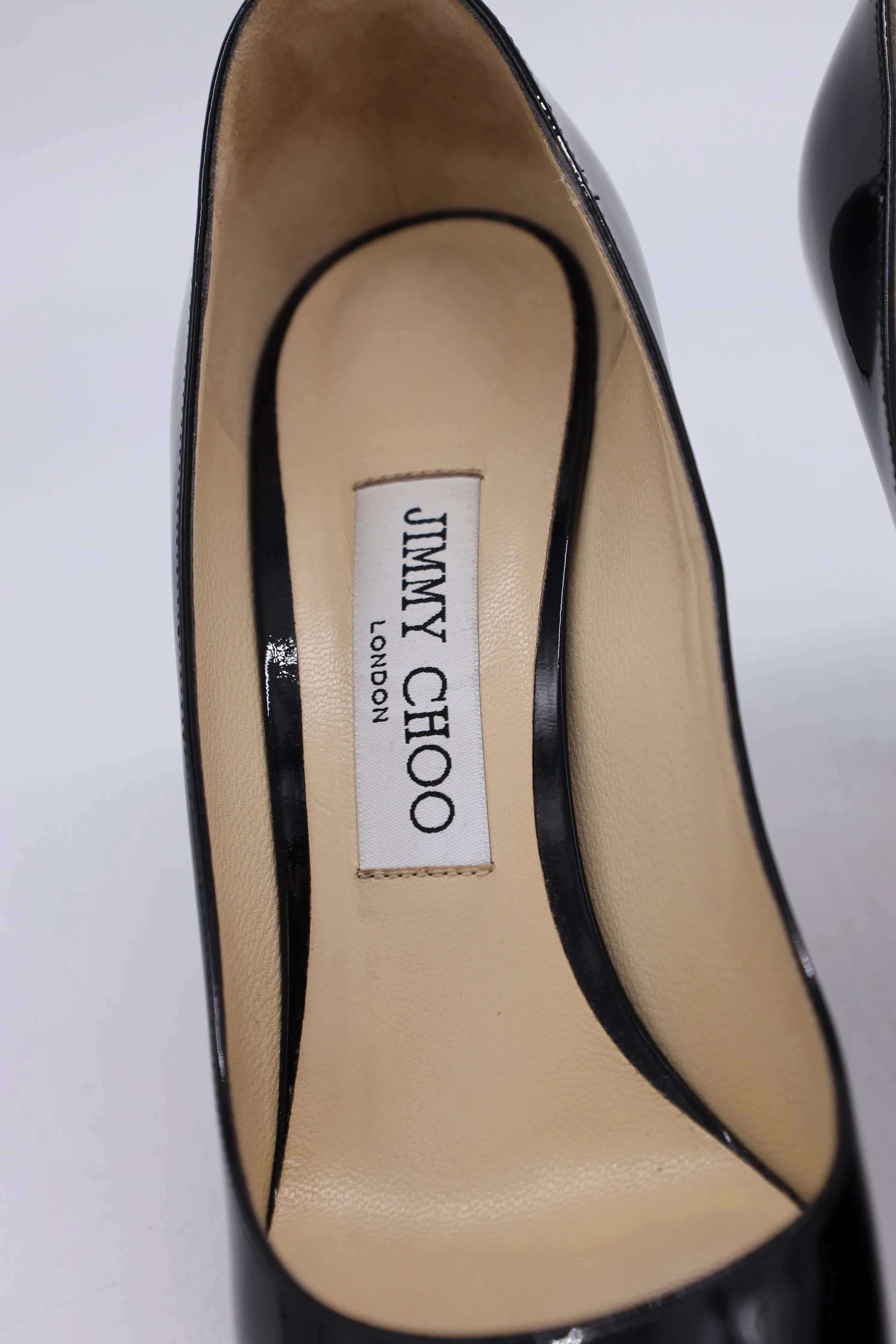 Jimmy Choo Romy 85 Pump Heels in Black Patent Leather