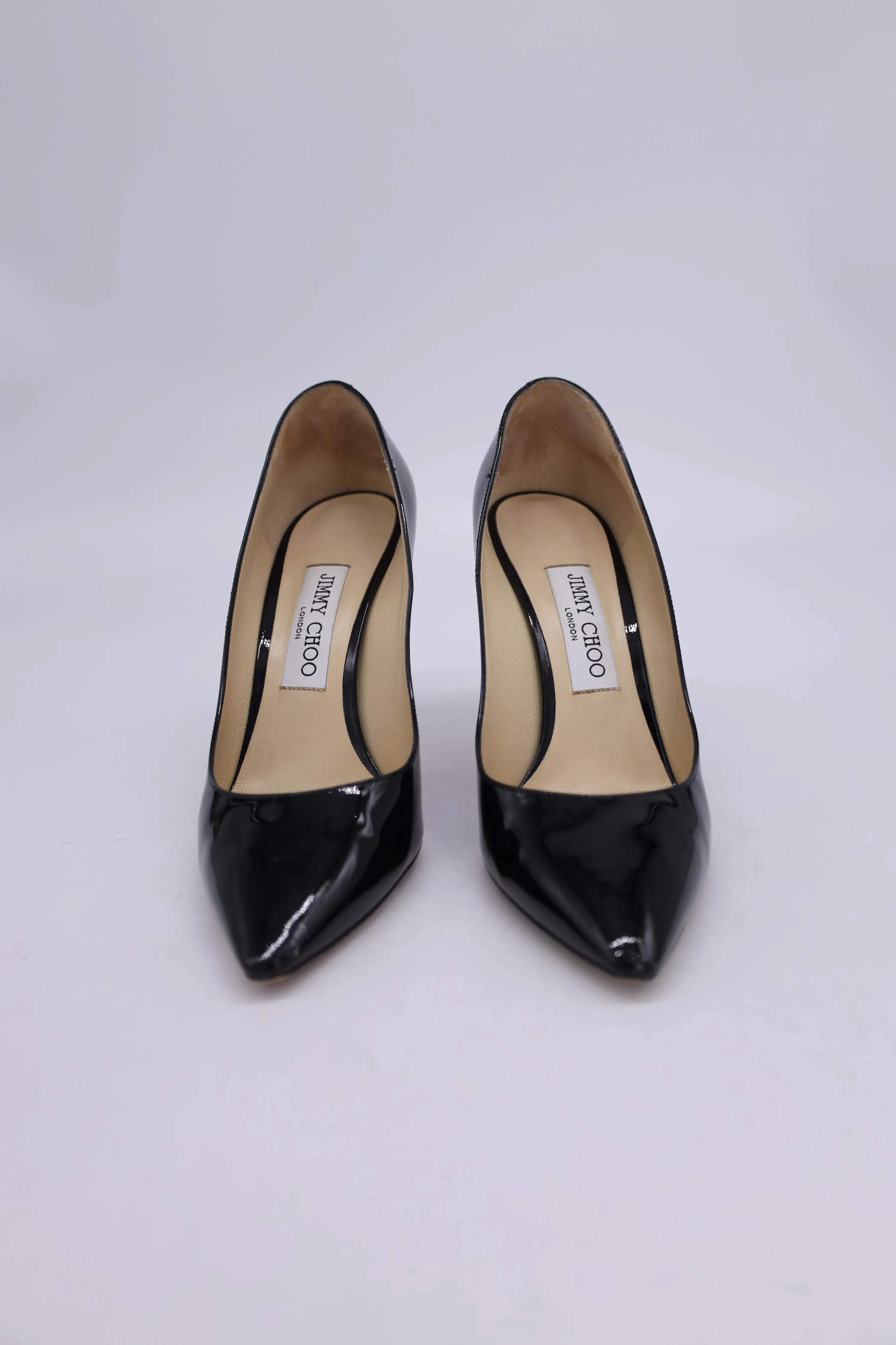 Jimmy Choo Romy 85 Pump Heels in Black Patent Leather