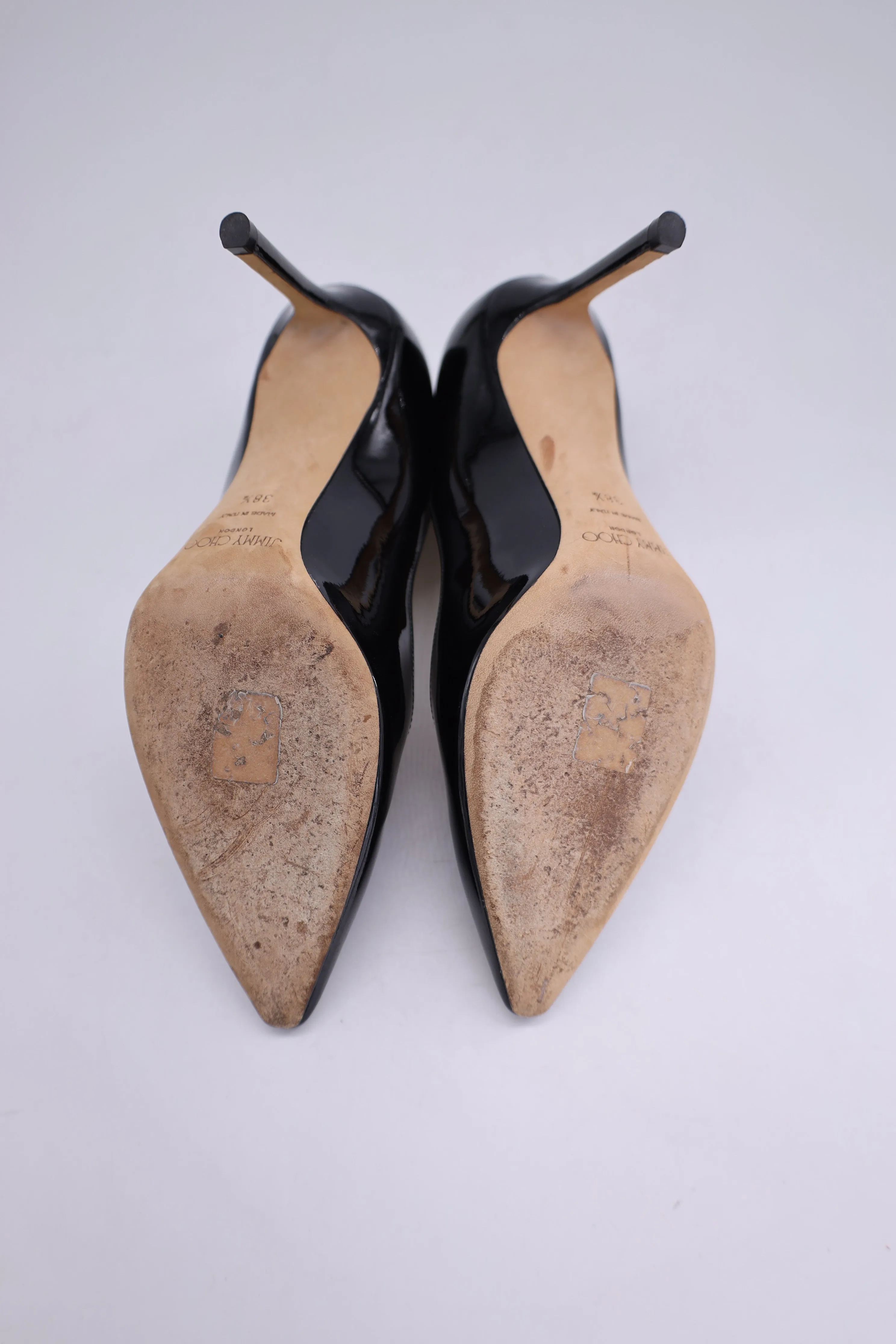Jimmy Choo Romy 85 Pump Heels in Black Patent Leather