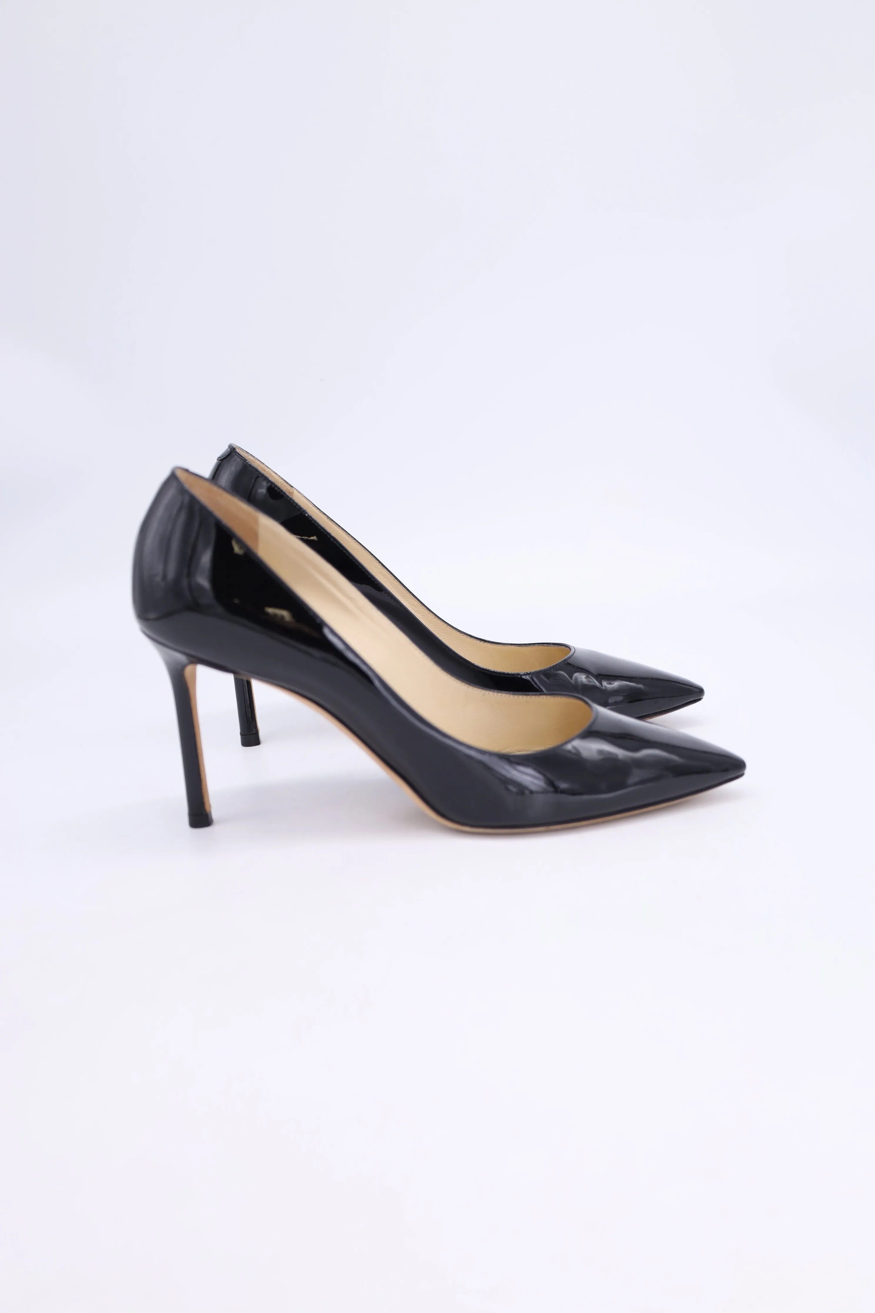 Jimmy Choo Romy 85 Pump Heels in Black Patent Leather